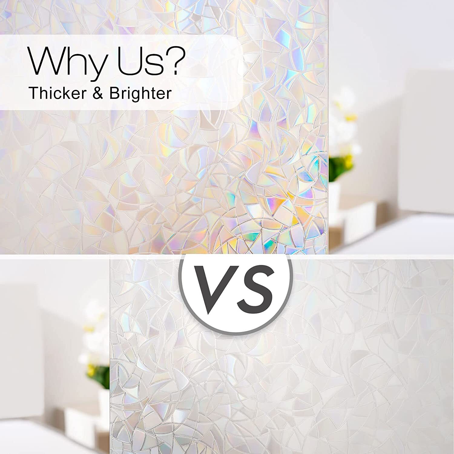 rabbitgoo 3D Privacy Window Film UV Blocking Decorative Static Cling Glass Film