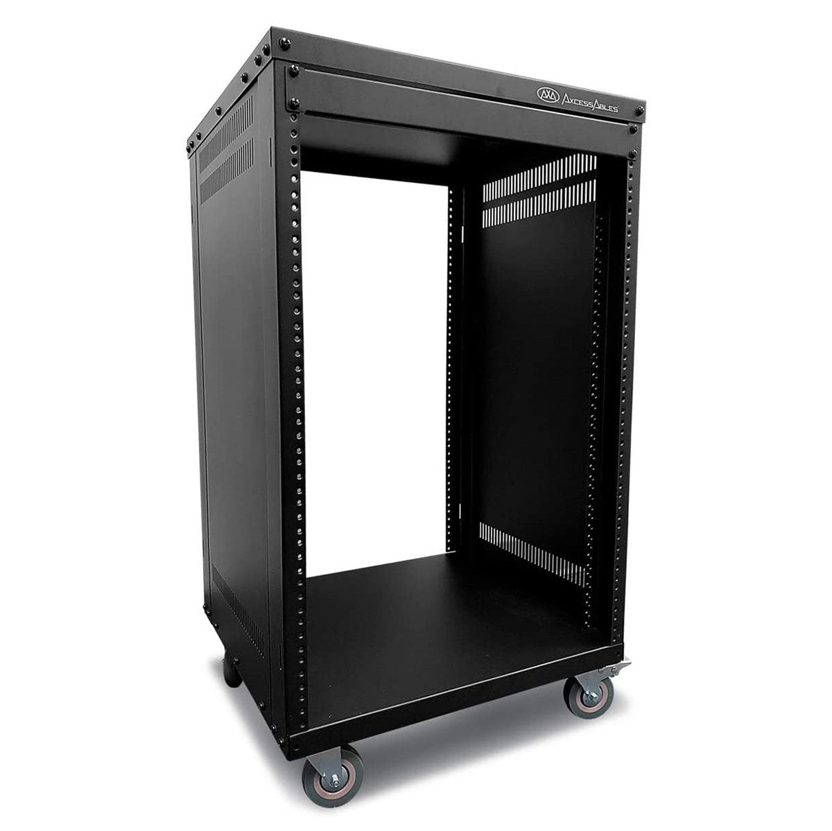 AxcessAbles 16U 19-Inch AV Rolling Equipment Rack Cabinet with Locking Wheels