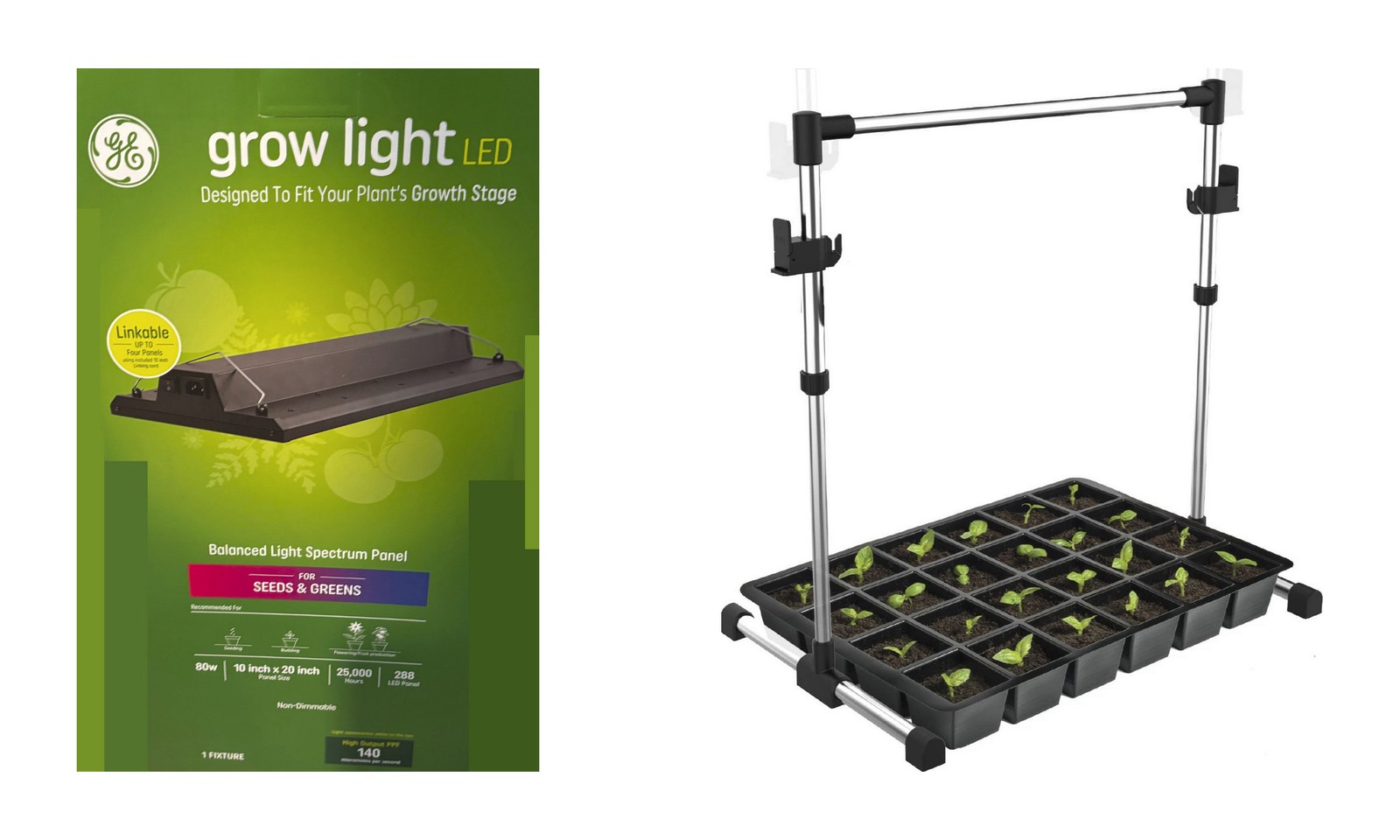 GE grow light LED Seed Starter KIT-- LED Light Panel and Light Stand, for Seeds