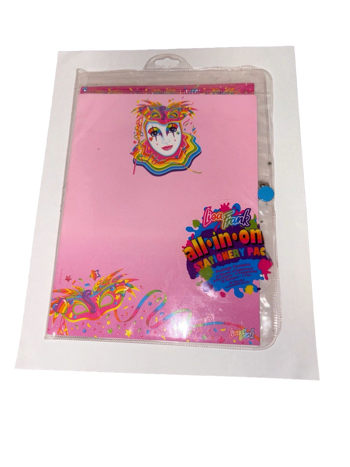 Lisa Frank Stationary Set Mardi Gras Clown Paper Cards Envelopes 90s INCOMPLETE