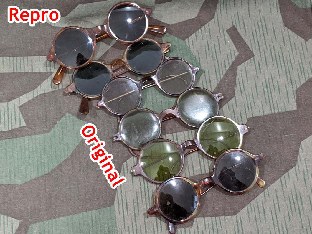 Repro WWII German Tortoise Shell Round MG Blendschutzbrille Sunglasses 1940s Vtg