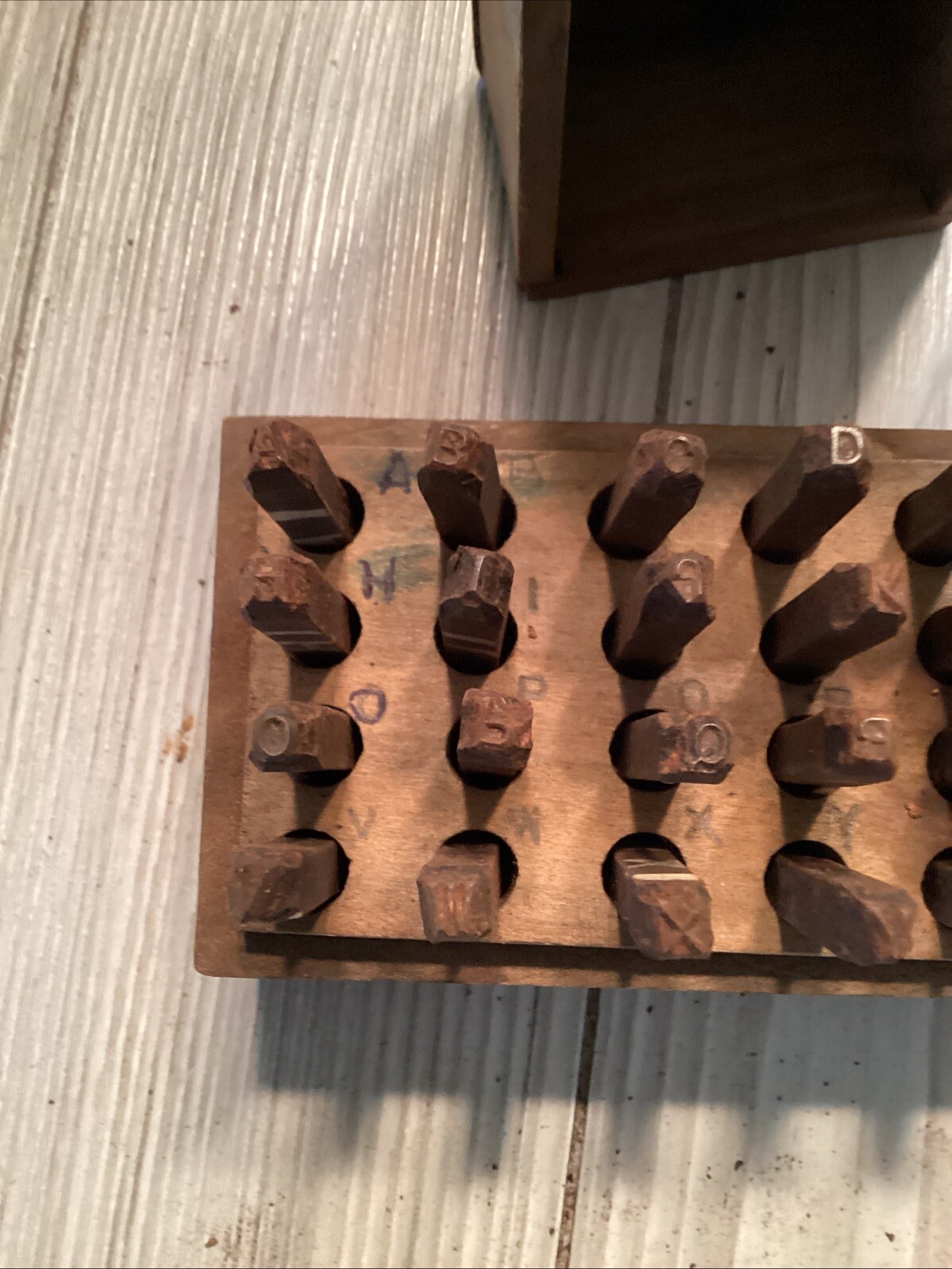 VTG Box Of Machinists Steel Letters. Set Of 28