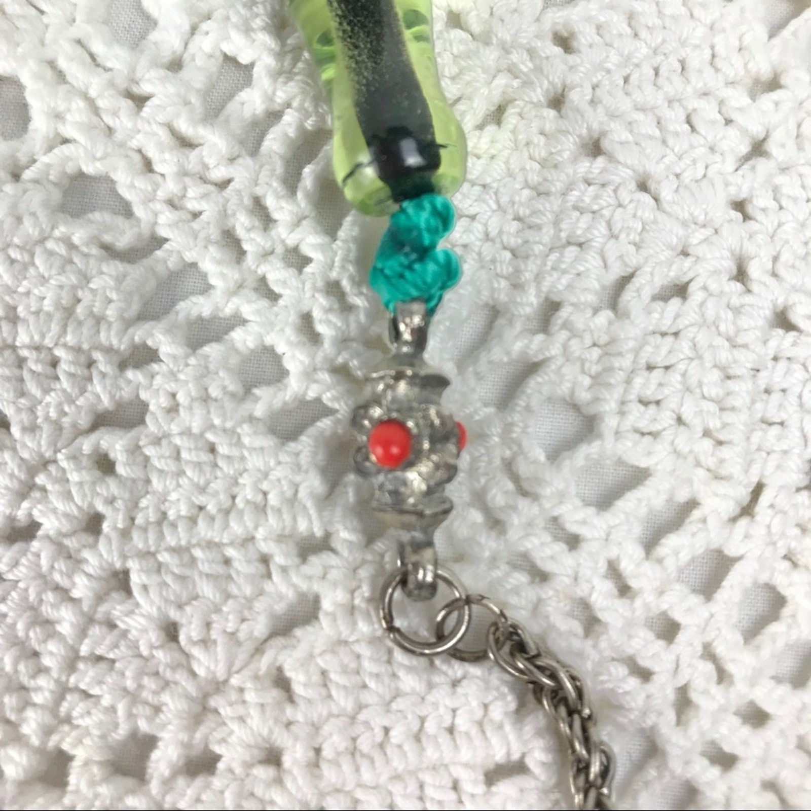 Vintage Middle Eastern Prayer Beads Green Eagle Medallion Meditation Worry