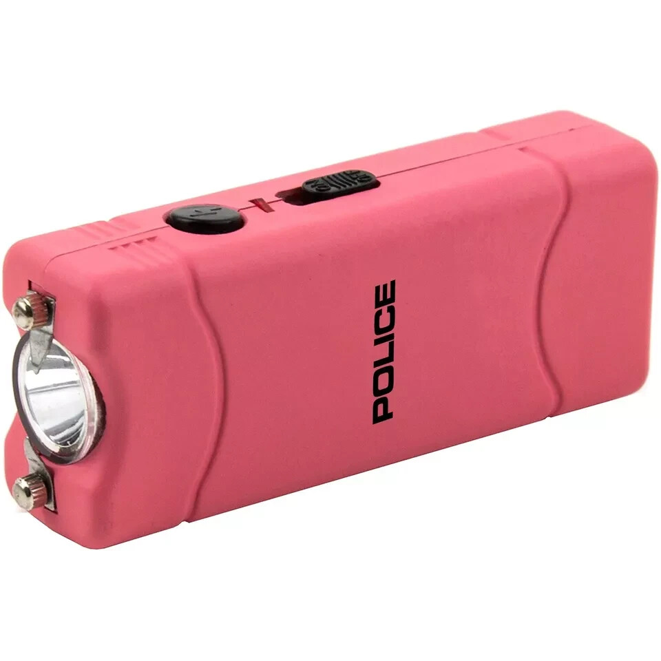 POLICE Stun Gun Self Defense 801 Mini Rechargeable LED Flashlight Pink