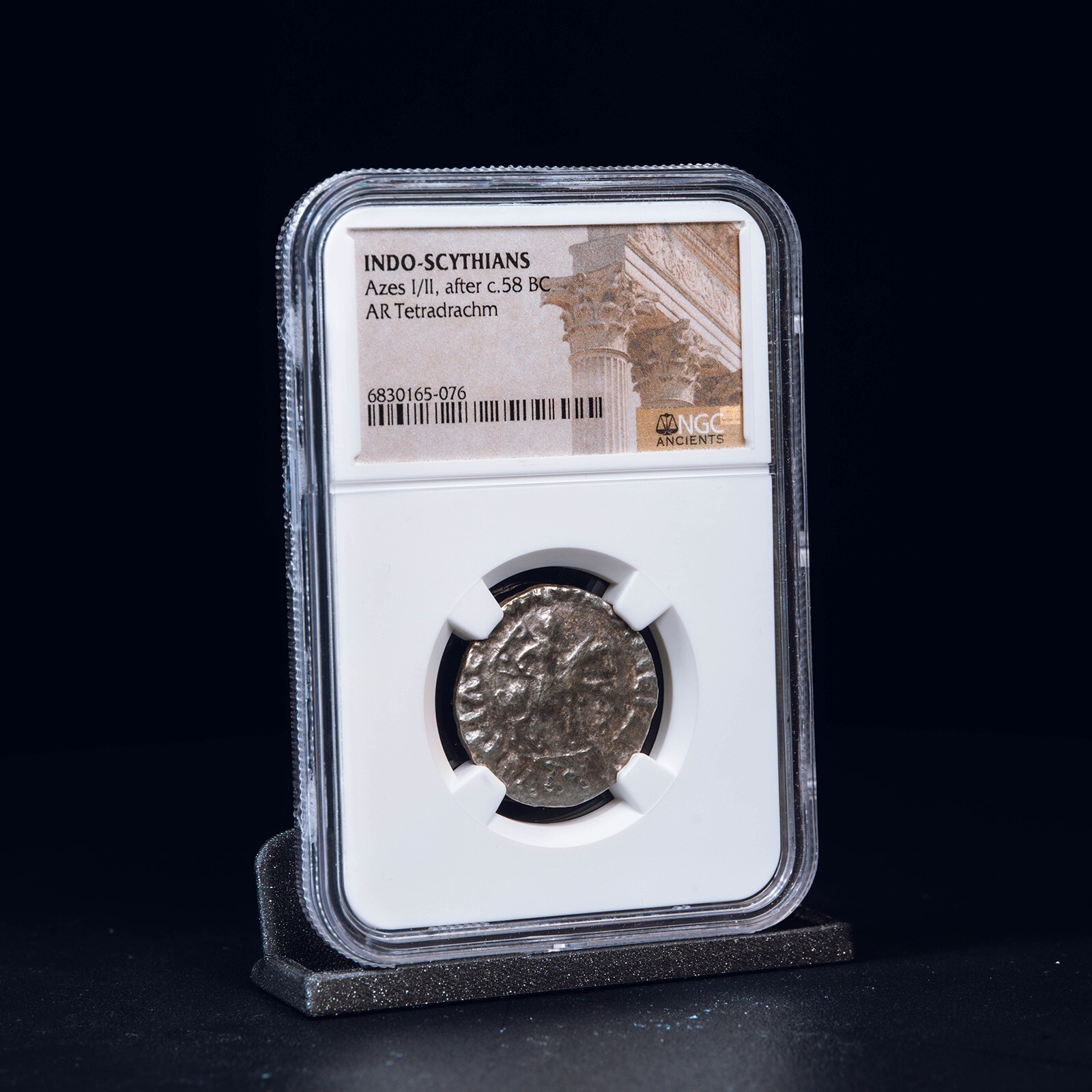 Indo-Scythians Three Wise Men Silver Tetradrachm After 58 B.C. | VF NGC Ancients