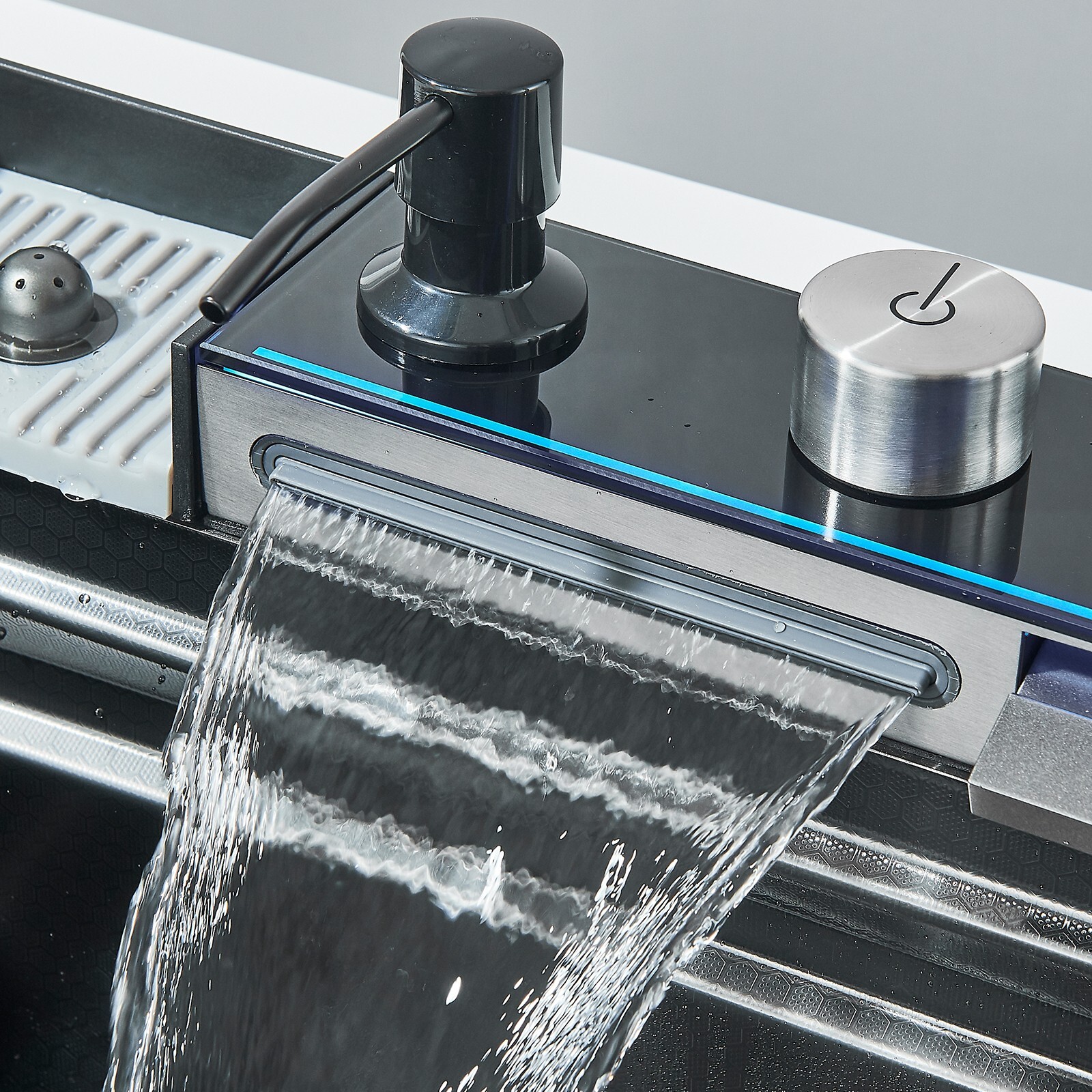 Flying Rain Stainles Steel Waterfall Kitchen Sink with Pull Down Faucet 29.5INCH