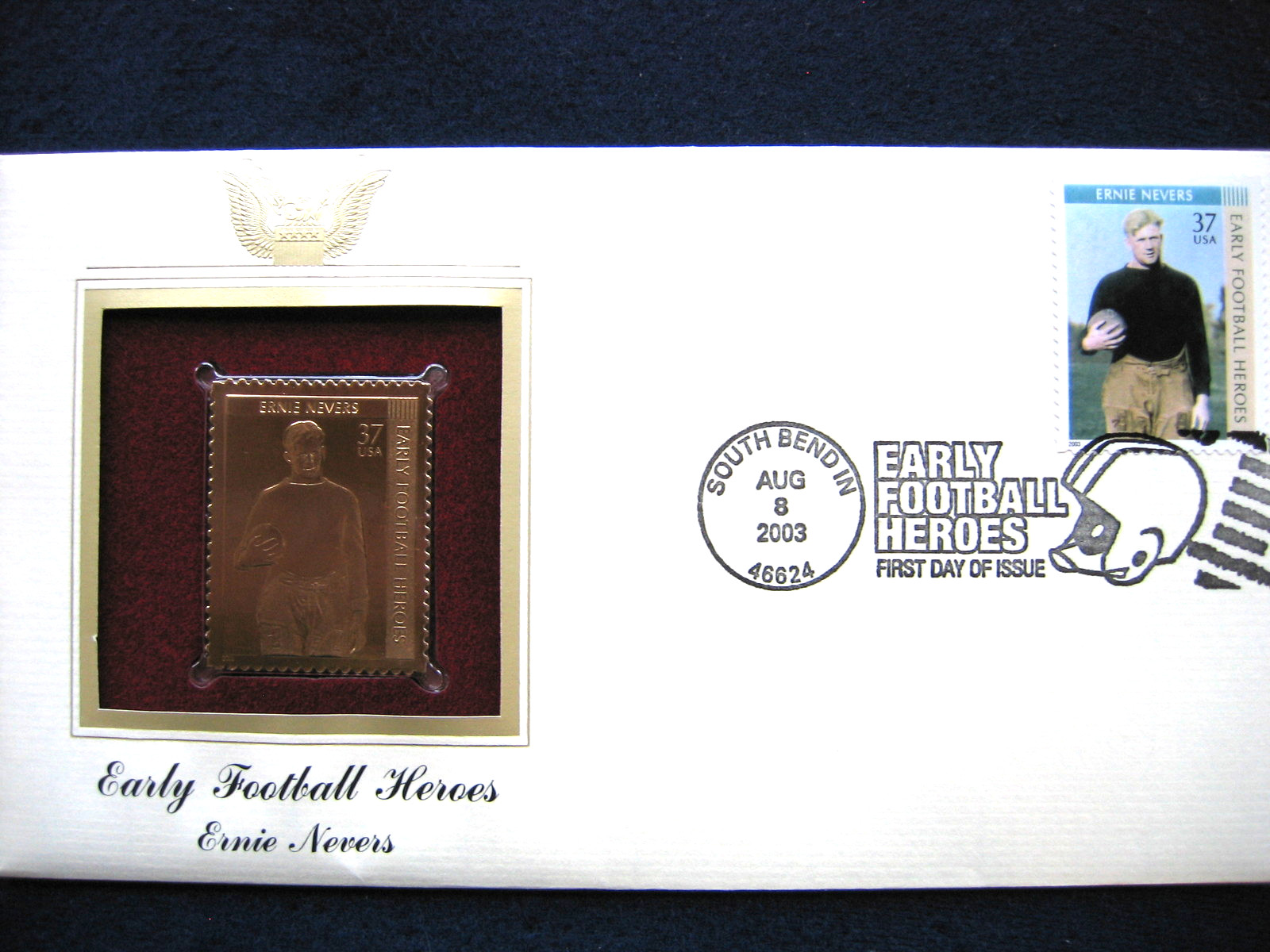 2003 Early Football Heroes Ernie Nevers Replica FDC Gold Golden Cover STAMP