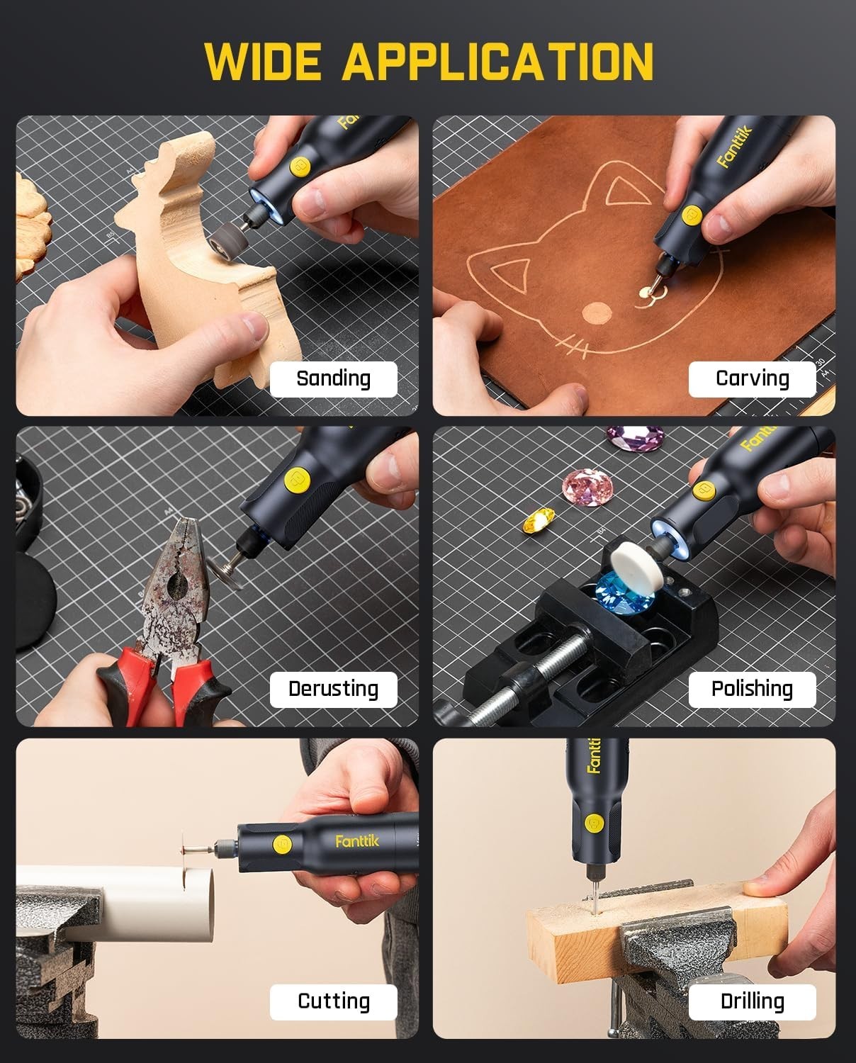 Fanttik F2 PRO Cordless Rotary Tool Kit Strong Magnetic Motor, Revostor Hub, 5 V