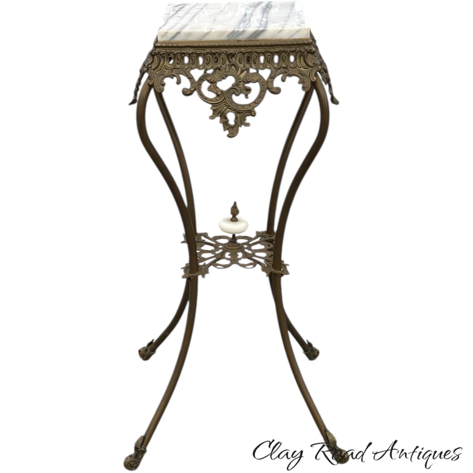 antique victorian bronze ornate marble top plant fern stand pedestal 1890