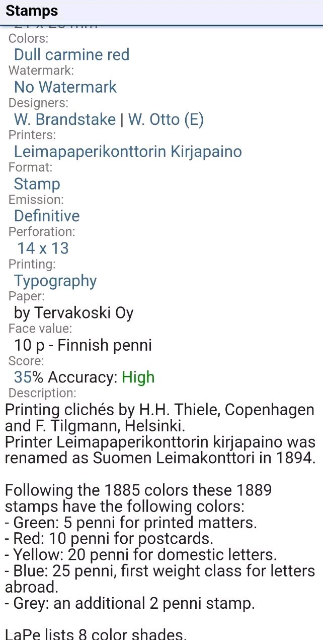 [2] 1889 Finland Sc#40 - Coat of Arms,Trilingual Issue, Lion. Used postage stamp