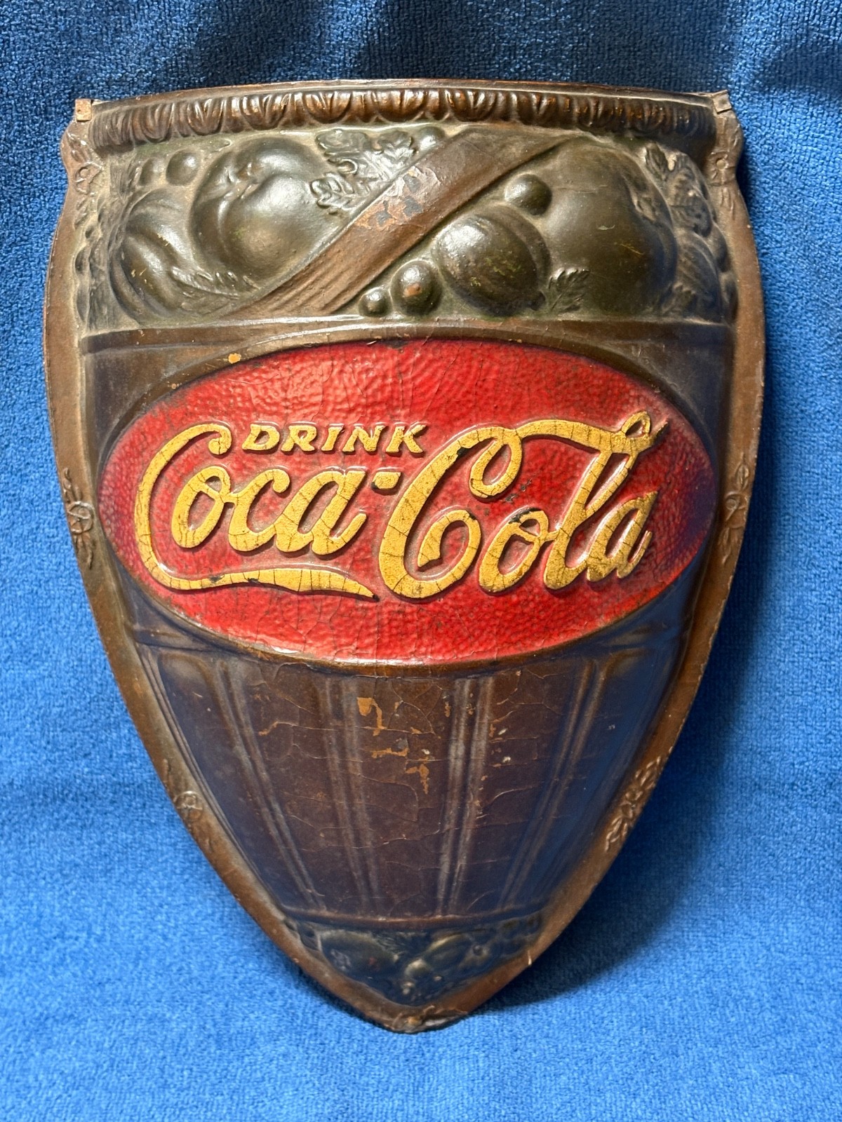 Coca Cola Original Wall Pocket Sconce Scarce Coke c.1925 Advertising Wall Sign