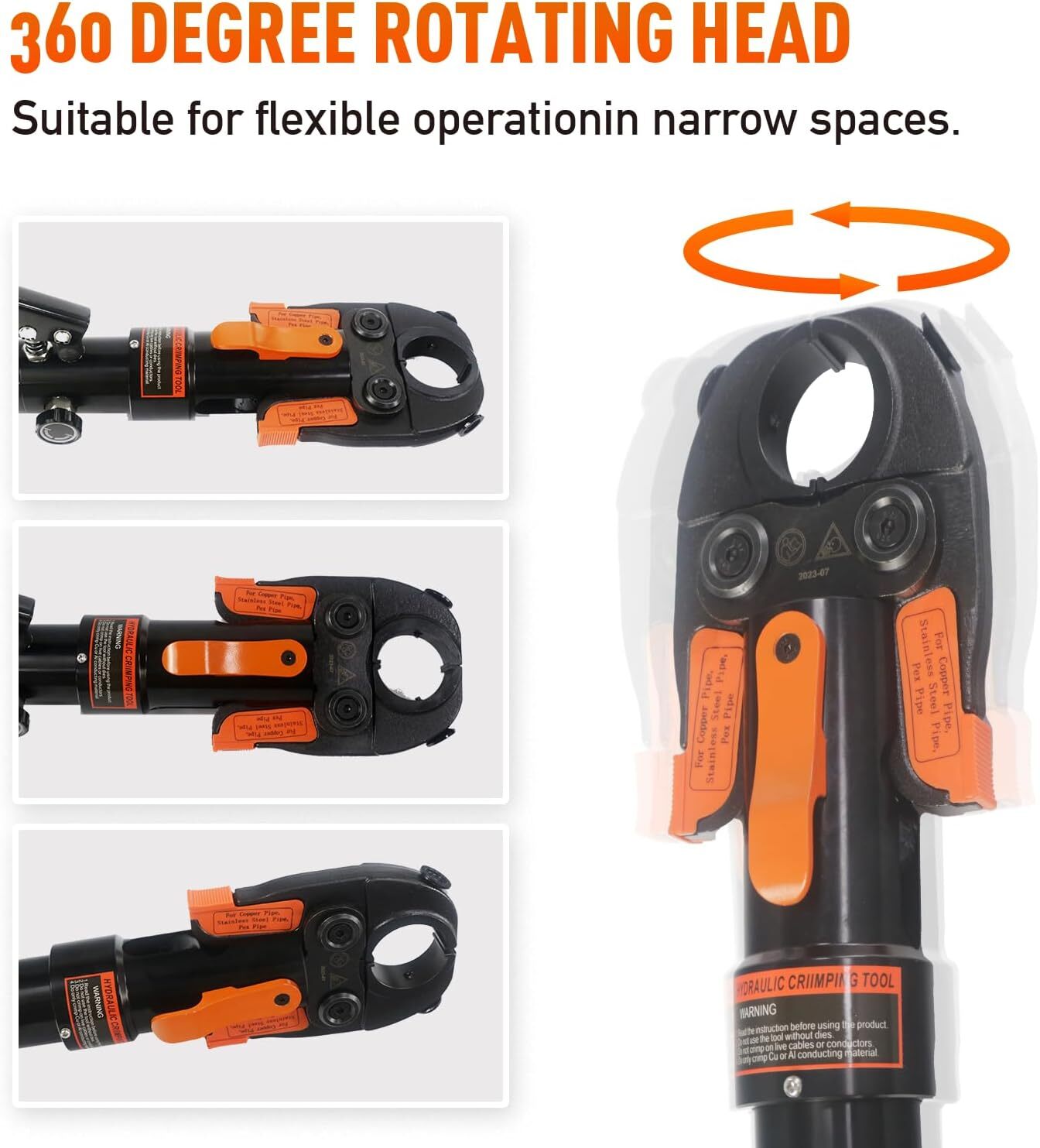 Copper Press Tool PEX Crimping Tool with 1/2", 3/4", 1" Dies for Copper Pipe