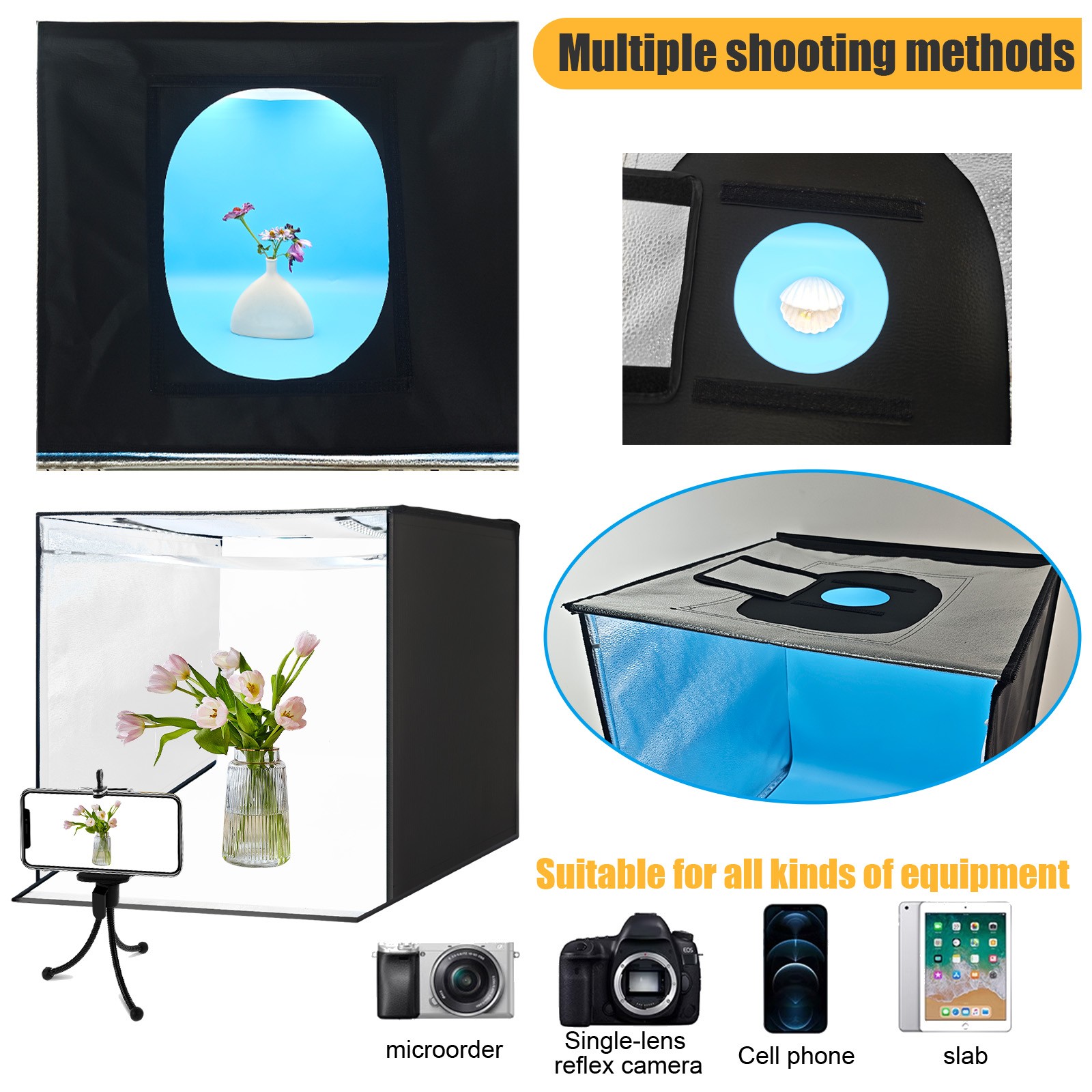 24"x24" Foldable LED Photo Light Box Tent Large Portable Cube Studio Photography