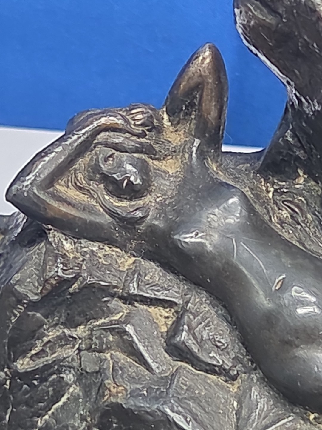 Art Nouveau Nude Maiden Water Inkwell Laying On Rocks Metal Trinket Earings TS