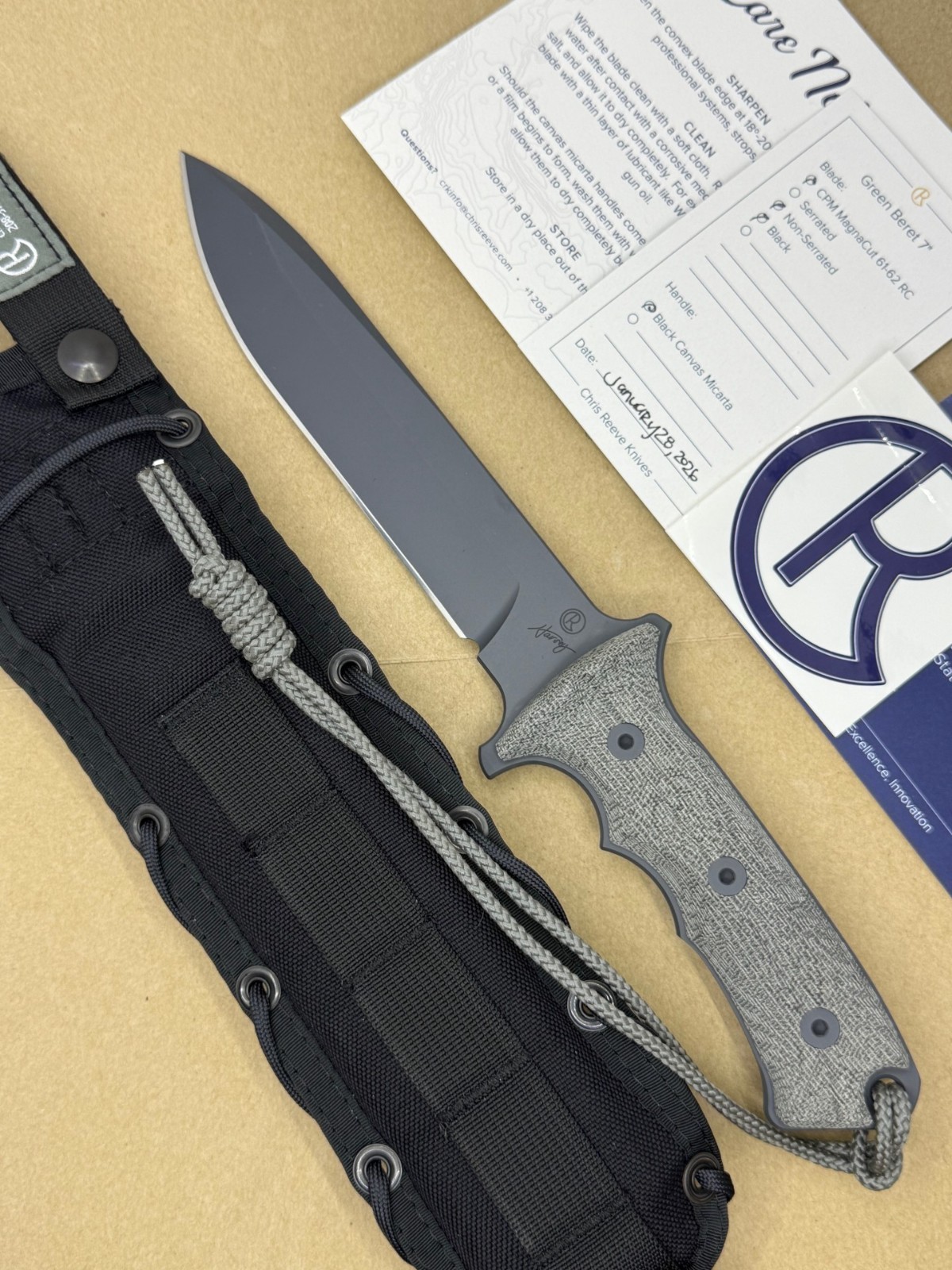 🌟 CHRIS REEVE GREEN BERET COMBAT KNIFE 7" SPEAR POINT PLAIN EDGE MAGNACUT BLADE