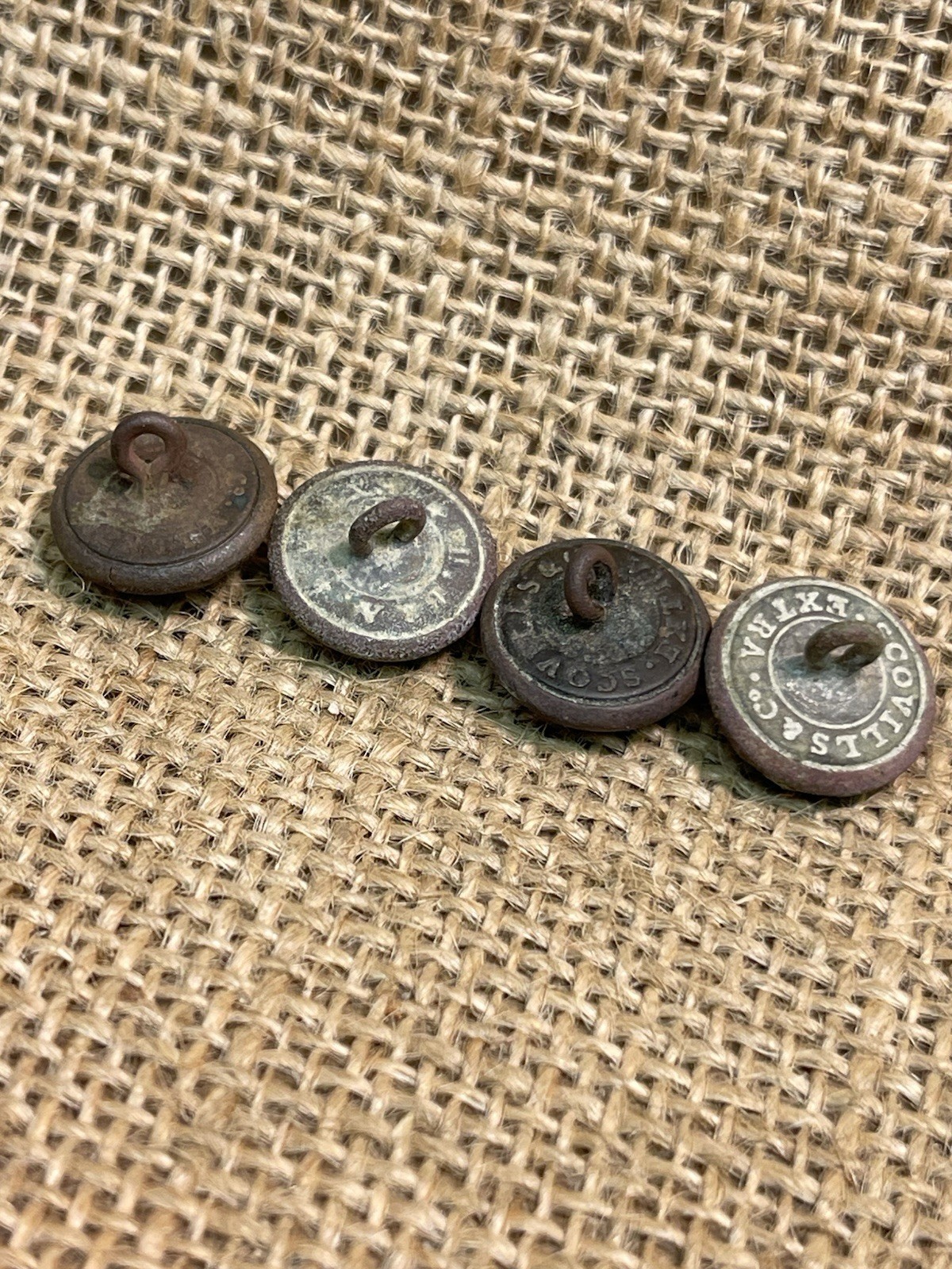 Four Dug Civil War Eagle General Service Cuff Buttons Complete With Shanks N. Ga