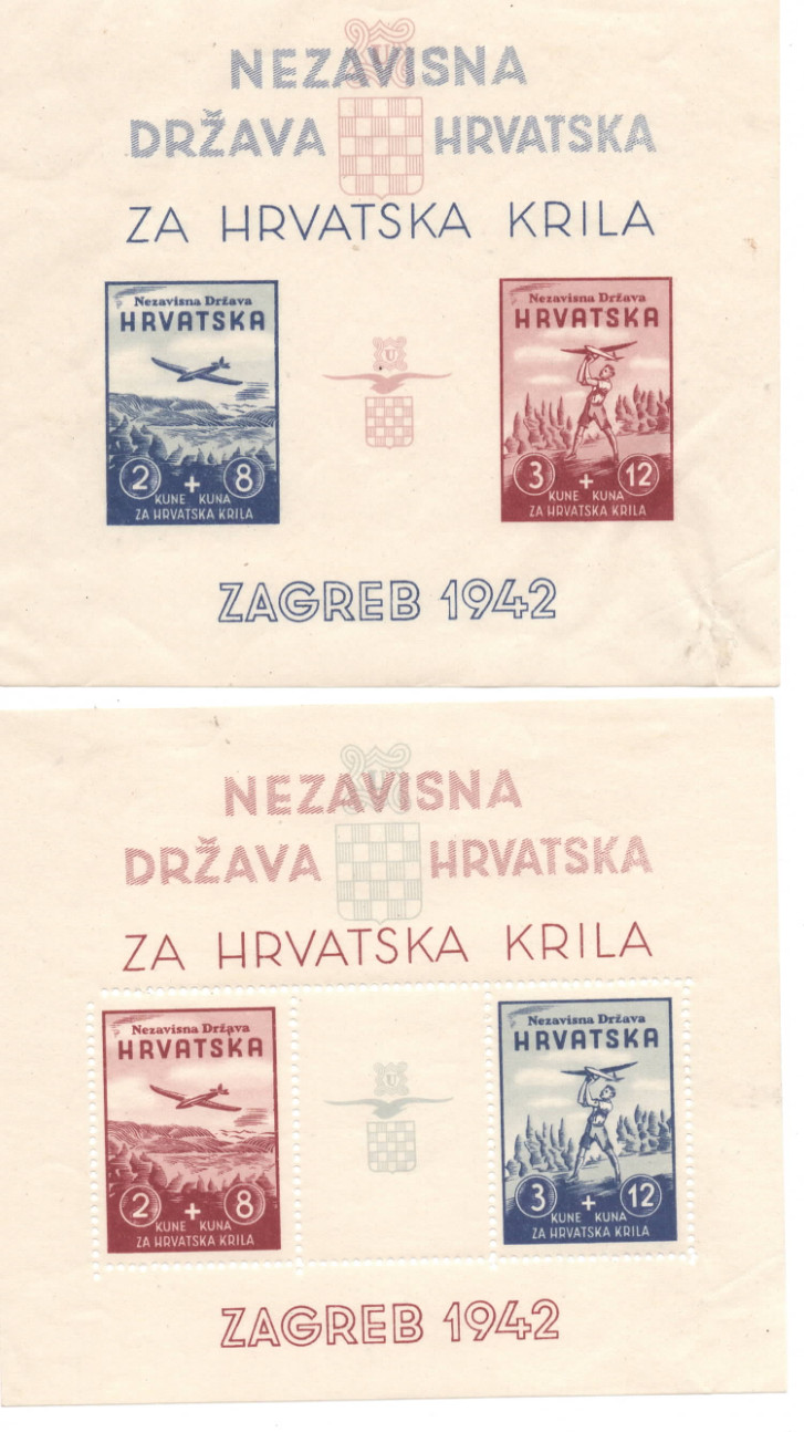 1942 Croatia Scott B11 & 12 Souvenir Sheets CV $90