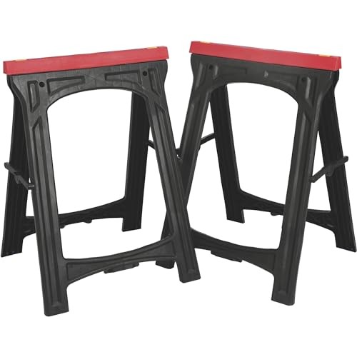 Ironton Plastic Foldable Sawhorses, 1 Pair, 700-Lb. Total Capacity