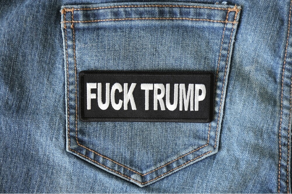 Embroidered Patch (Iron-On or Sew-On), F**k Trump, 4" x 1.5"