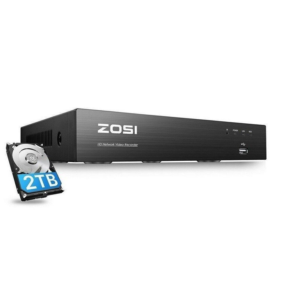 ZOSI 4K 8 Channel CCTV POE NVR Network 24/7 Video Recorder with 2TB Hard Drive