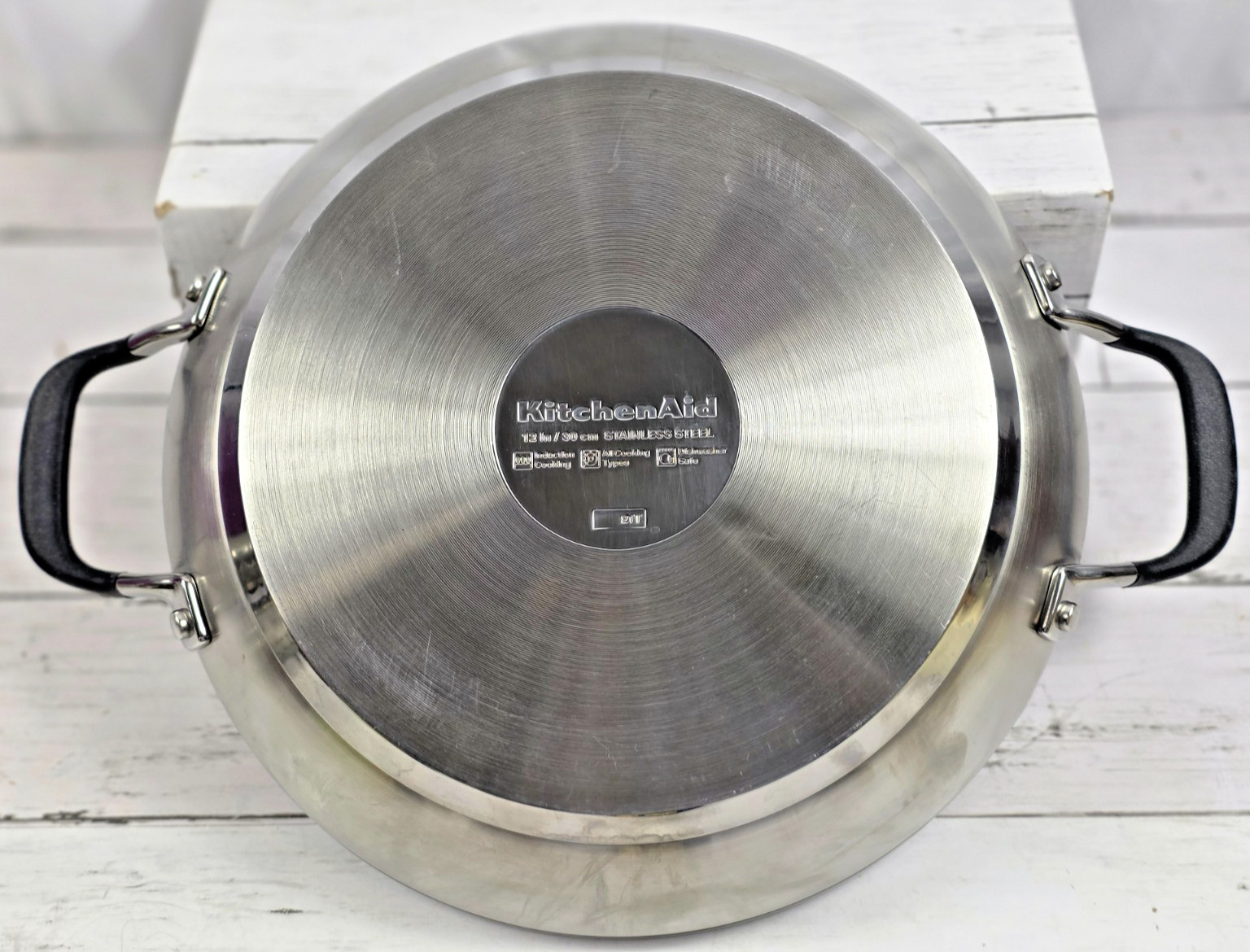 KitchenAid Wok, 12 in. 5 Ply Clad Stainless Steel, Dual Coated Handles, DW Safe