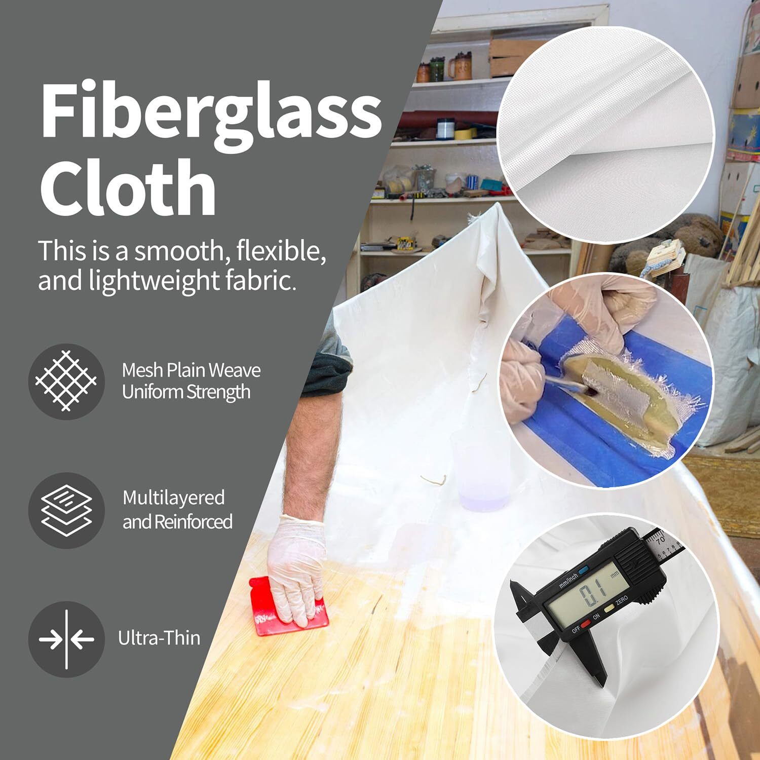 Fiberglass Cloth Woven Roving 50" X 12 Ft. / 4 Yd Pool Repair & Long for Boat