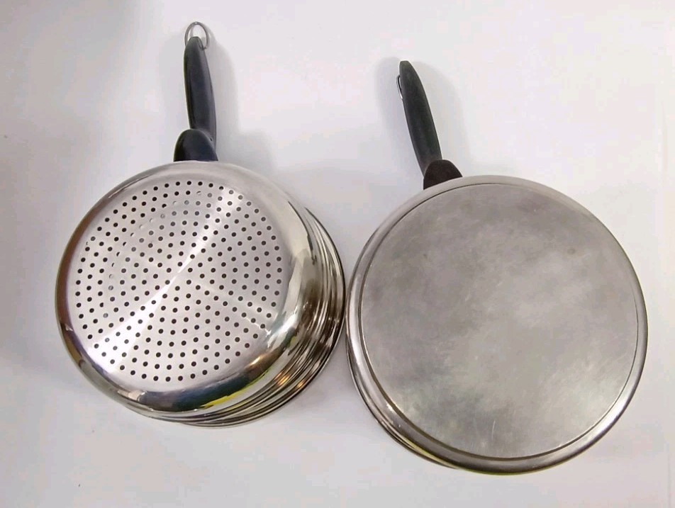 Vintage Permanent 5PLY MULTI CORE STAINLESS STEEL USA Saucepan & Steamer Basket