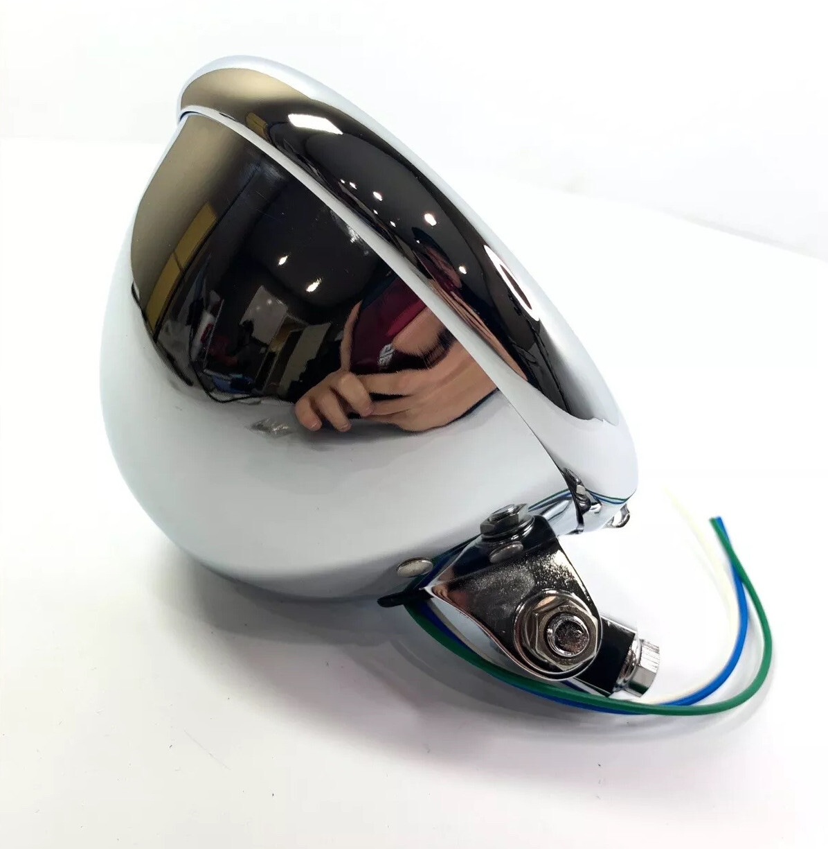 Chrome Motorcycle Headlight Headlamp Bucket Housing Bottom Mount - 5 3/4" Inch