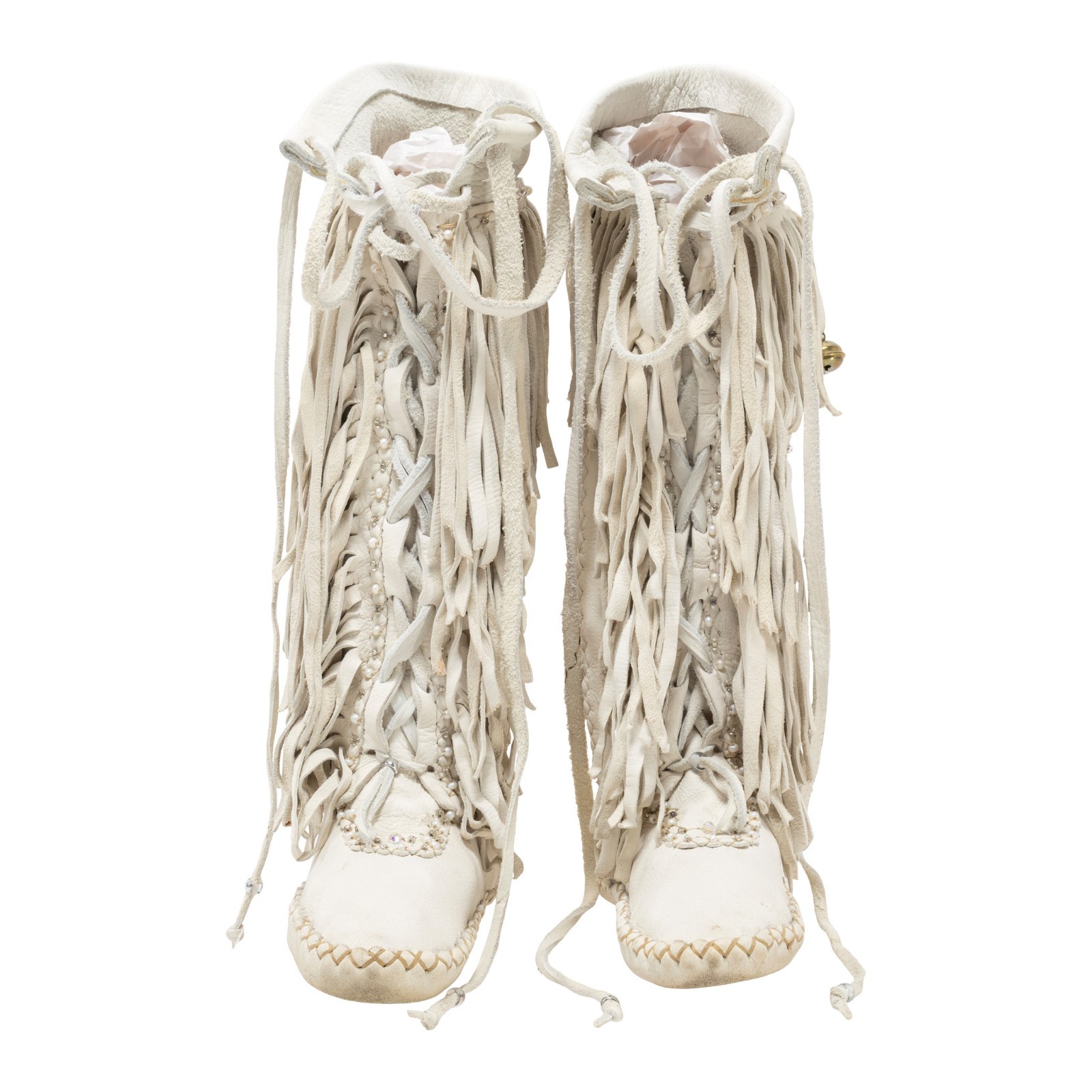 Puyallup White Deer Skin Dress and Moccasins