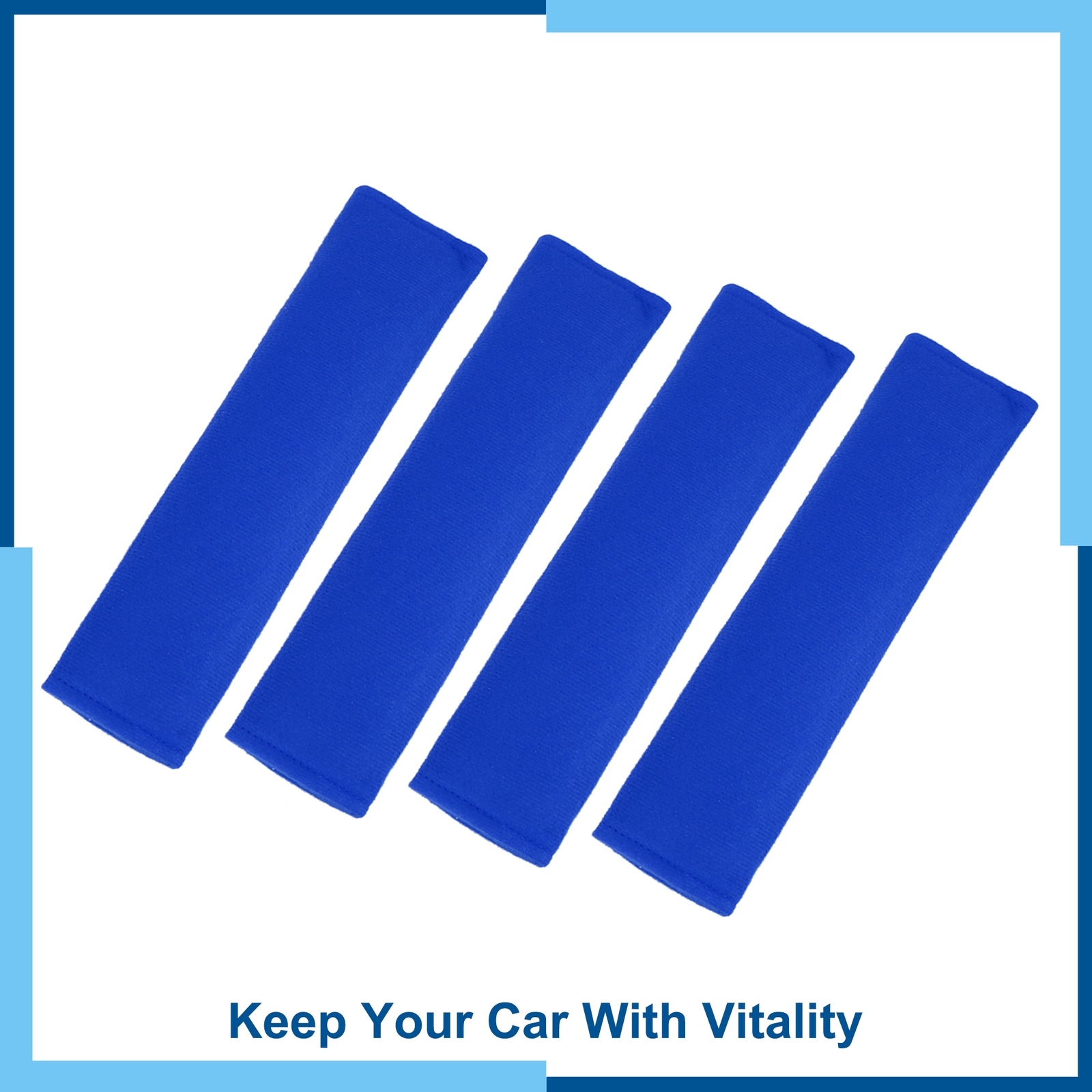 Universal Pack (4) Seat Belt Cover Shoulder Pad Strap Protector Blue