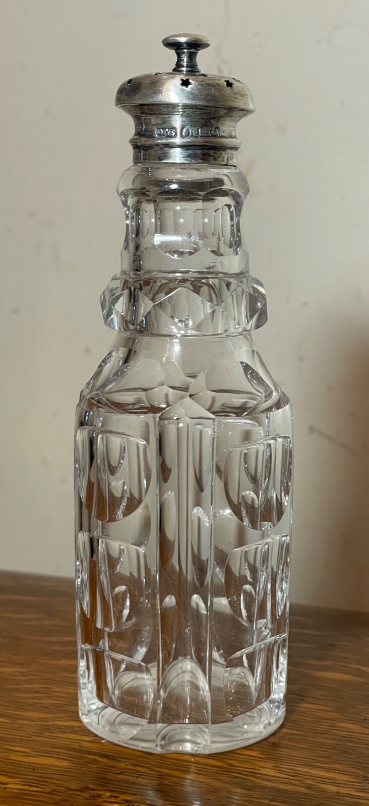 antique 1800's James Dixon & Sons sterling silver cystal sugra dredger muffineer