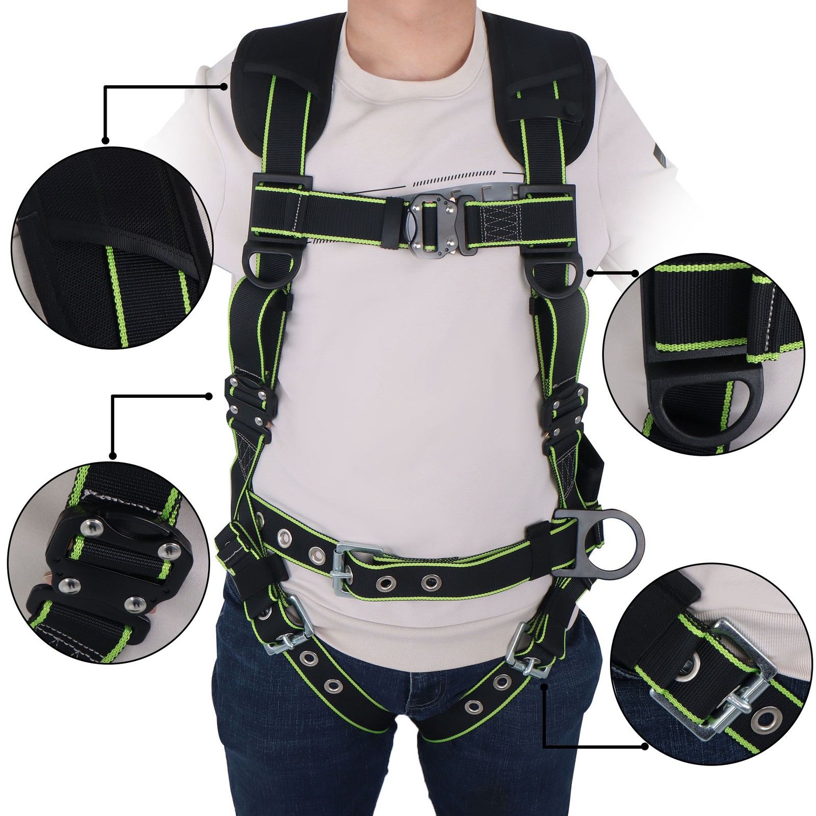 Fall Protection Full-Body Premium Safety Harness 5 points (S – XL) D-Rings