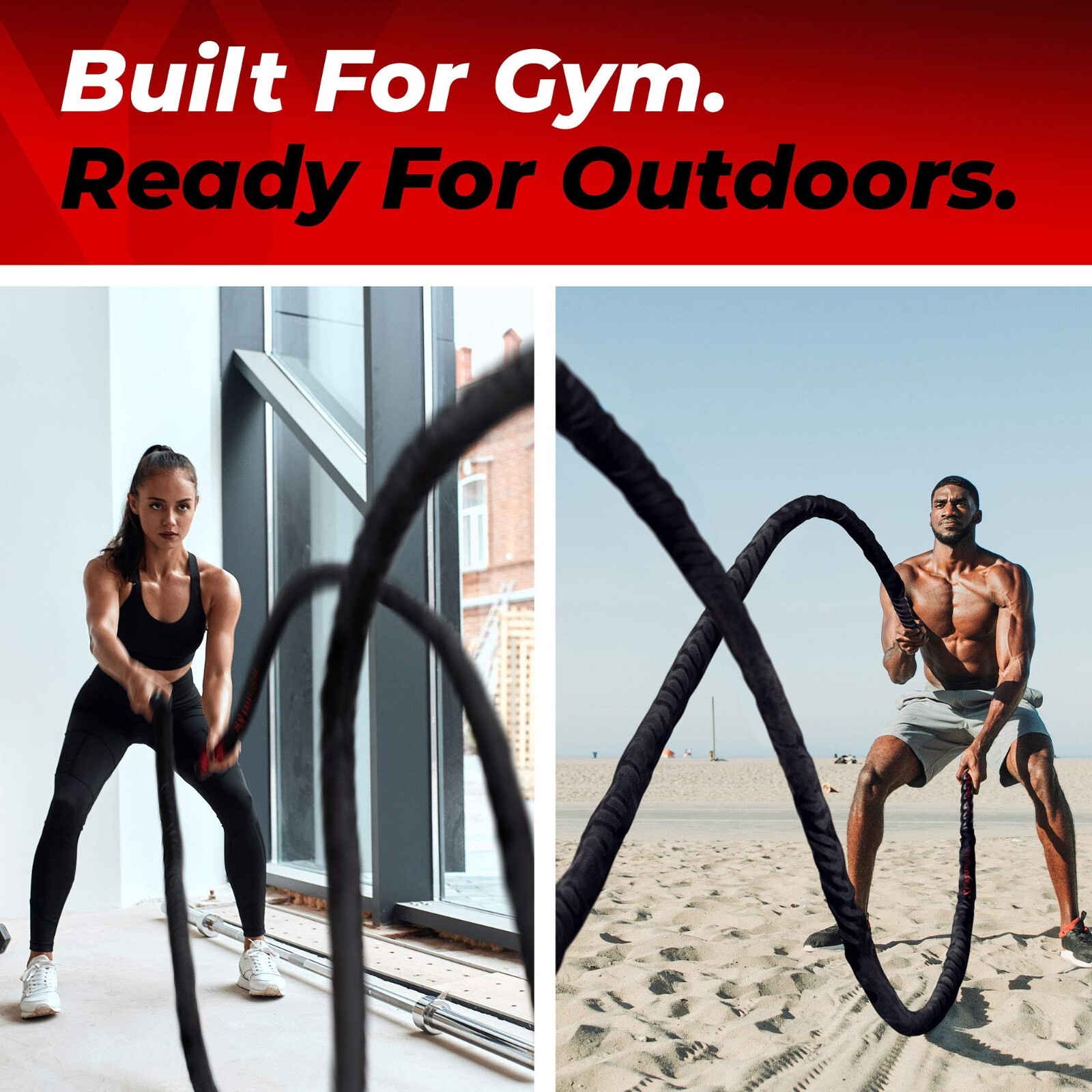 Poly Dacron Weighted Battle Ropes for Home Gym– Indoor/Outdoor Workout Rope