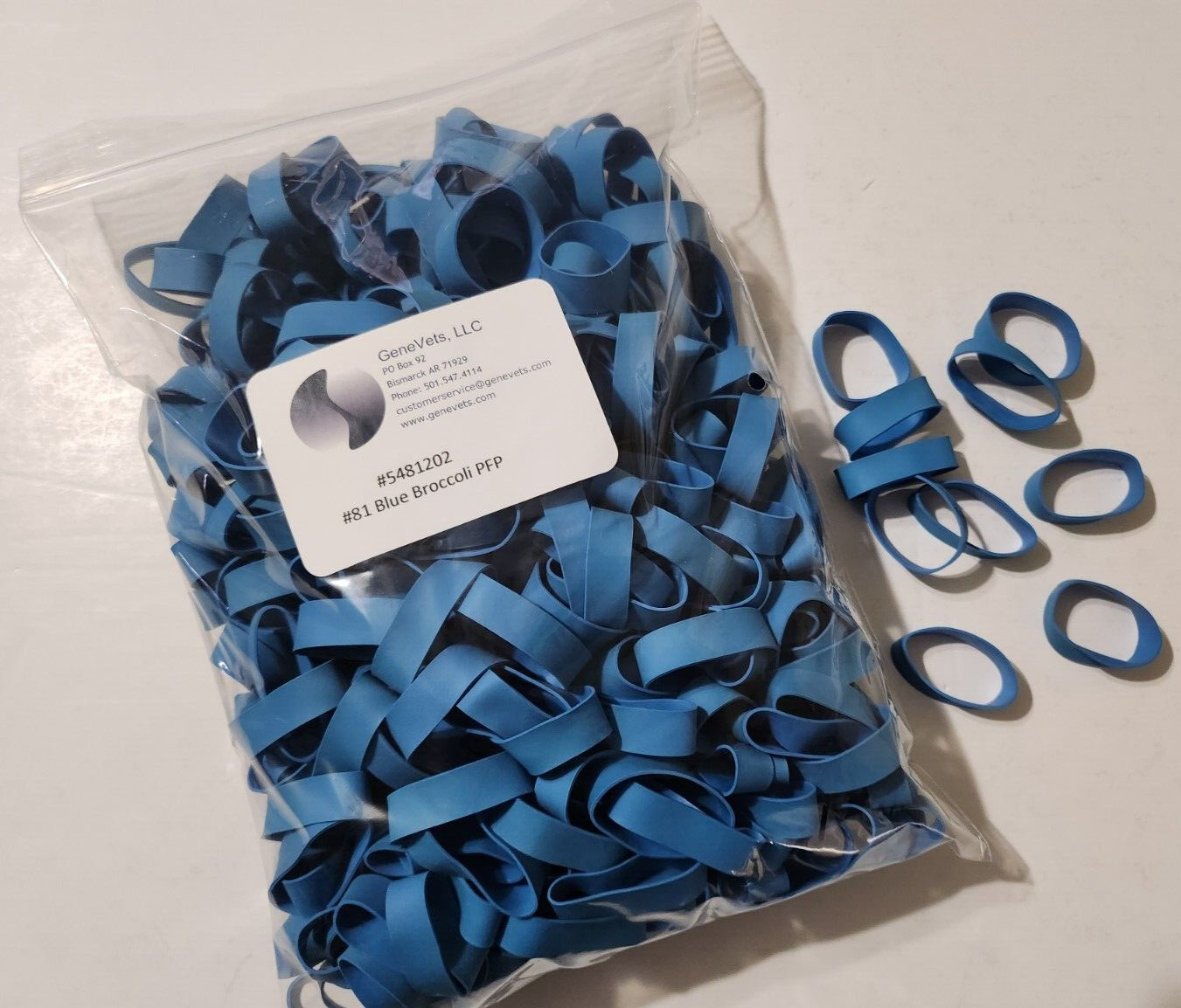 Alliance Rubber Blue Broccoli PFP Bands 2" x 1/2" #81 1 LB Bag Broccoli/Produce