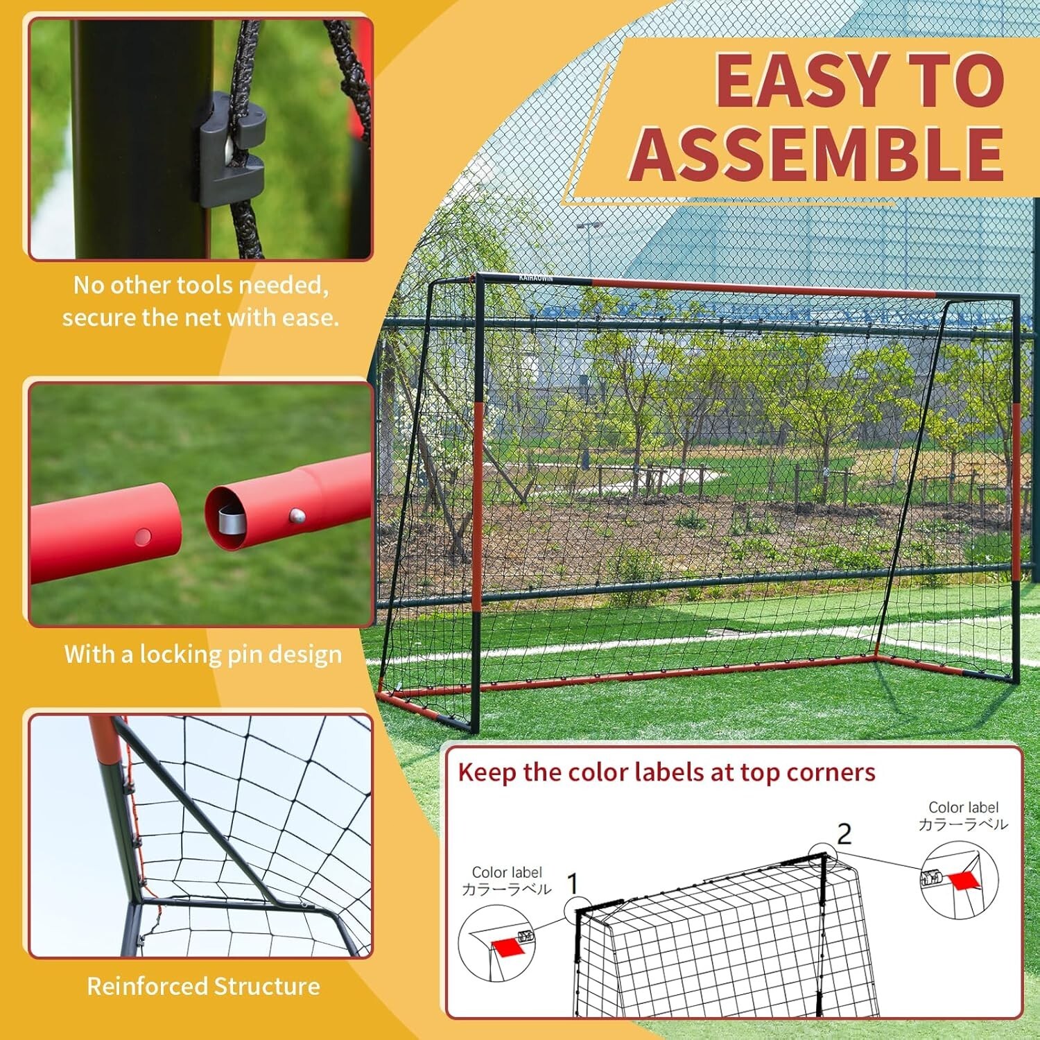 10'x6.6' Soccer Goal, Steel Frame Goal,Heavy Duty Metal Soccer Goals
