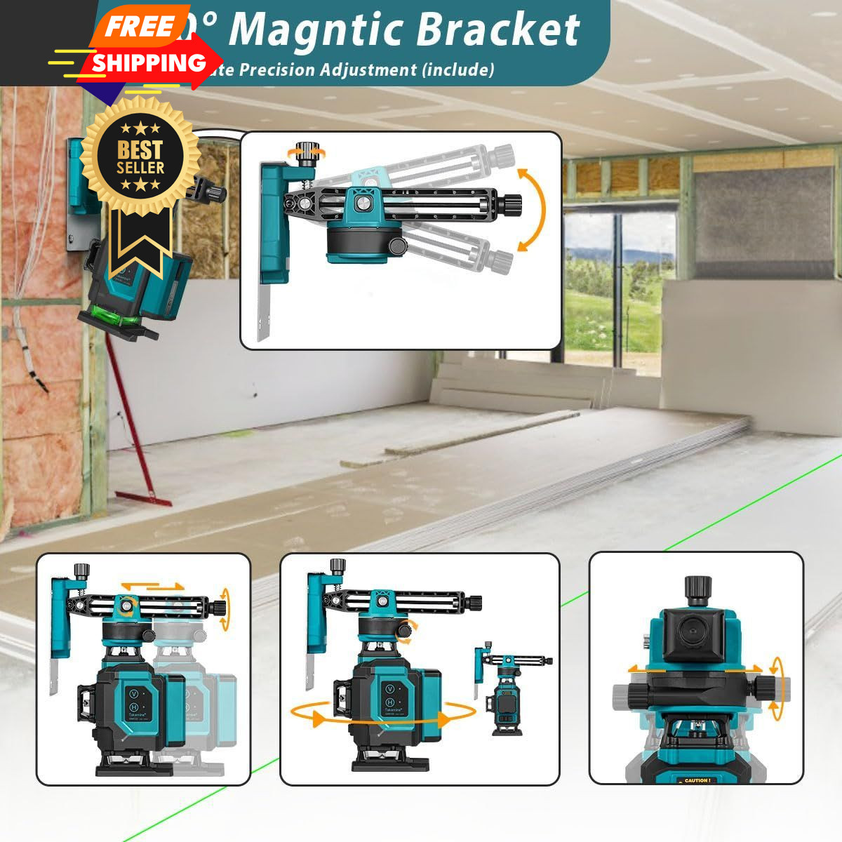 Takamine 16 Lines Green Laser Level Pro, 4x360° 4D Cross Line