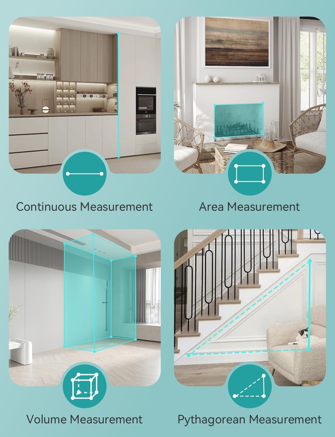 Portable Laser Measure 165' LCD Digital Laser Distance Meter w 2 Bubble Levels