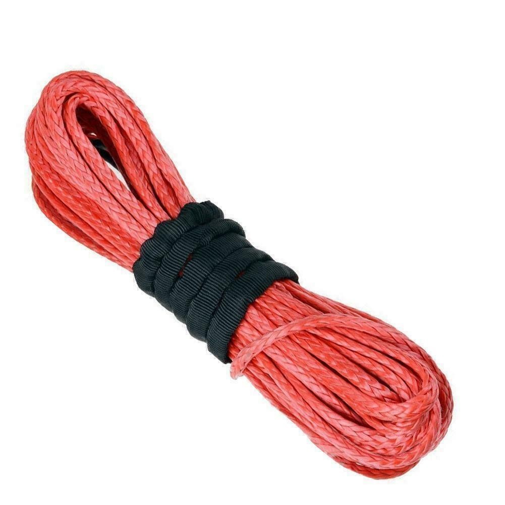 1/4"x50' 10000LBS Synthetic Winch Rope Line Recovery Cable ATV UTV 4WD 4x4 Red