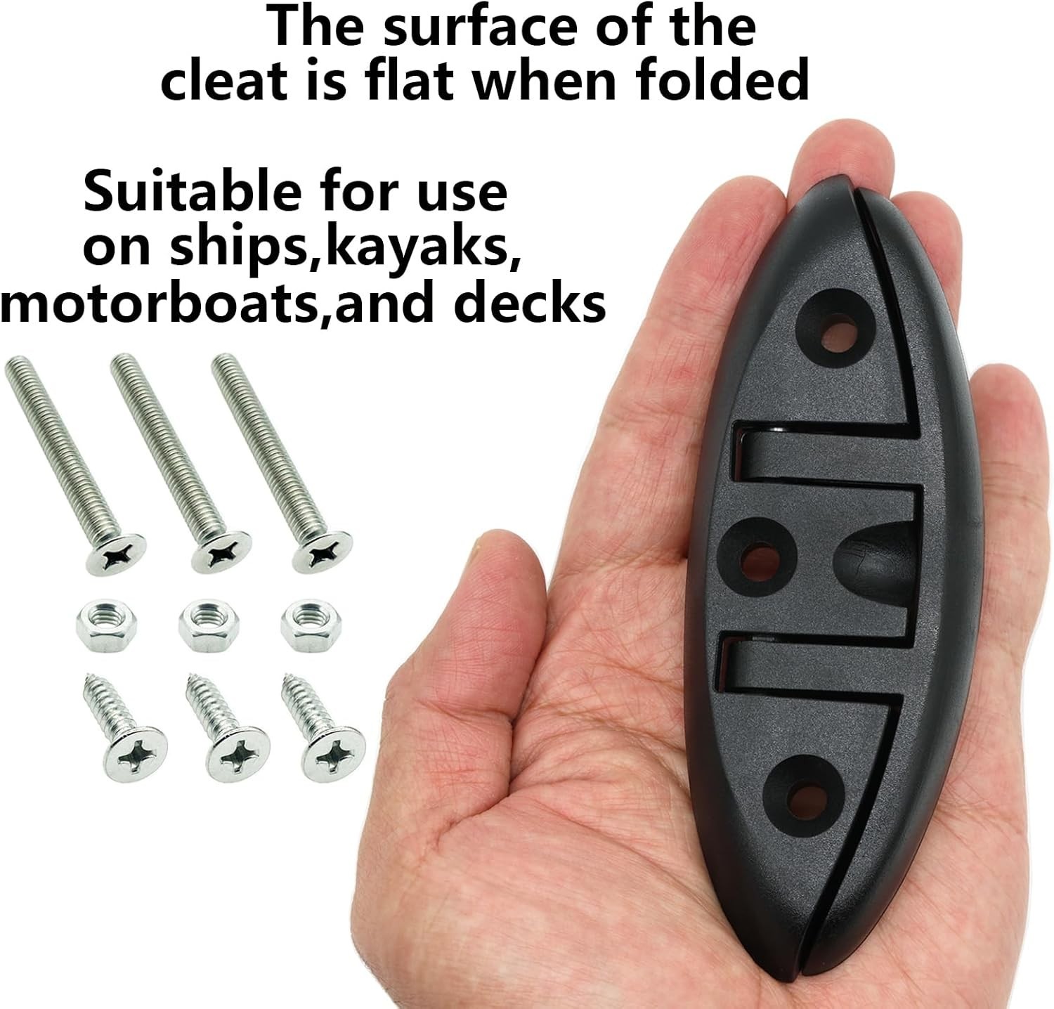 2pc 5" Marine Nylon Folding Cleat Flip Up Boat Kayak Dock Mooring Hardware Black