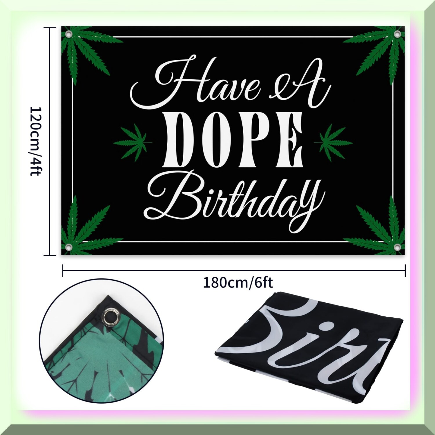 Black 6x4ft Birthday Party Backdrop