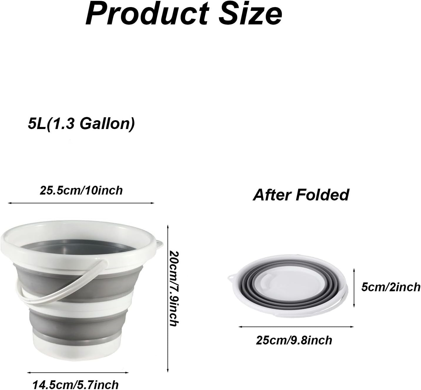 Collapsible 1.3 Gallon Water Bucket Foldable Portable for Cleaning & Outdoor Use