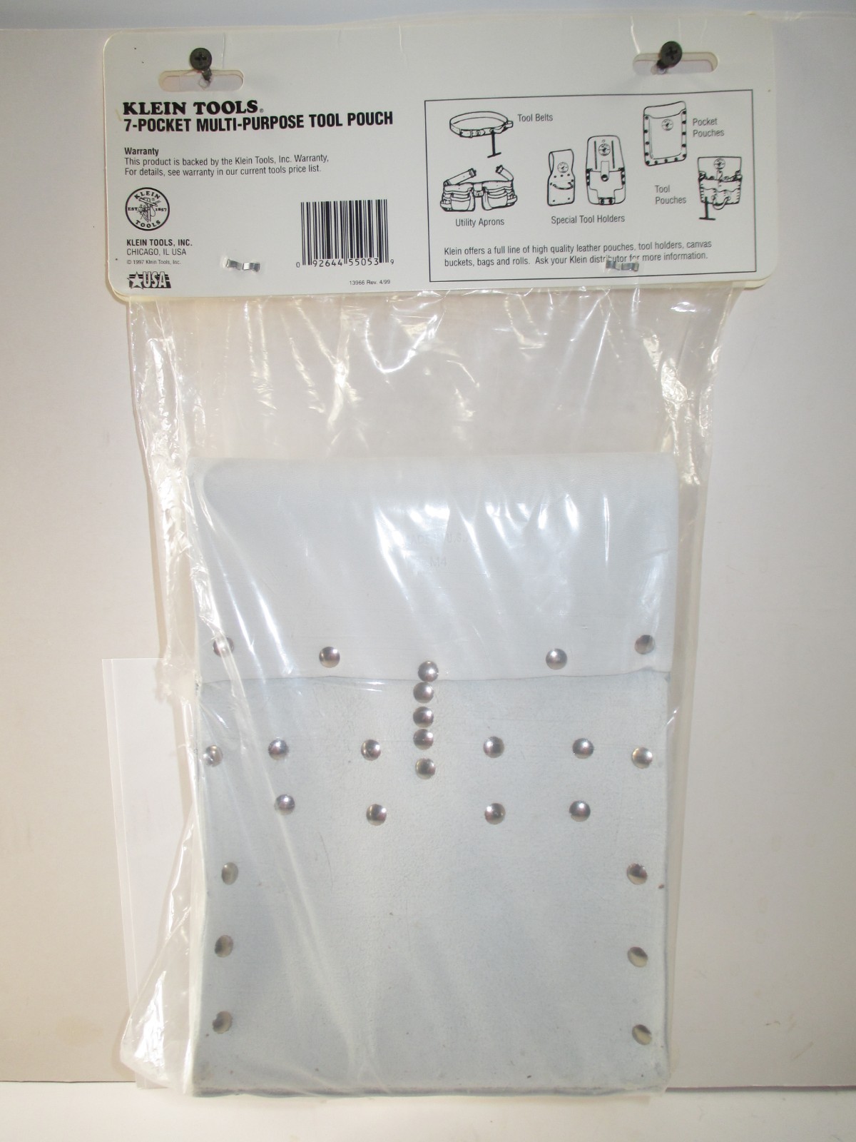 KLEIN TOOLS 5166~7-POCKET - WHITE LEATHER TOOL POUCH~CHICAGO,ILLS. USA~BRAND NEW