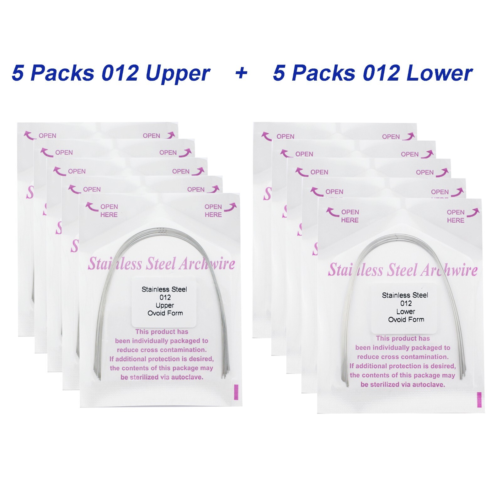 100Pcs Dental Orthodontic Arch Wire NiTi Stainless Steel Ovoid Round Rectangular