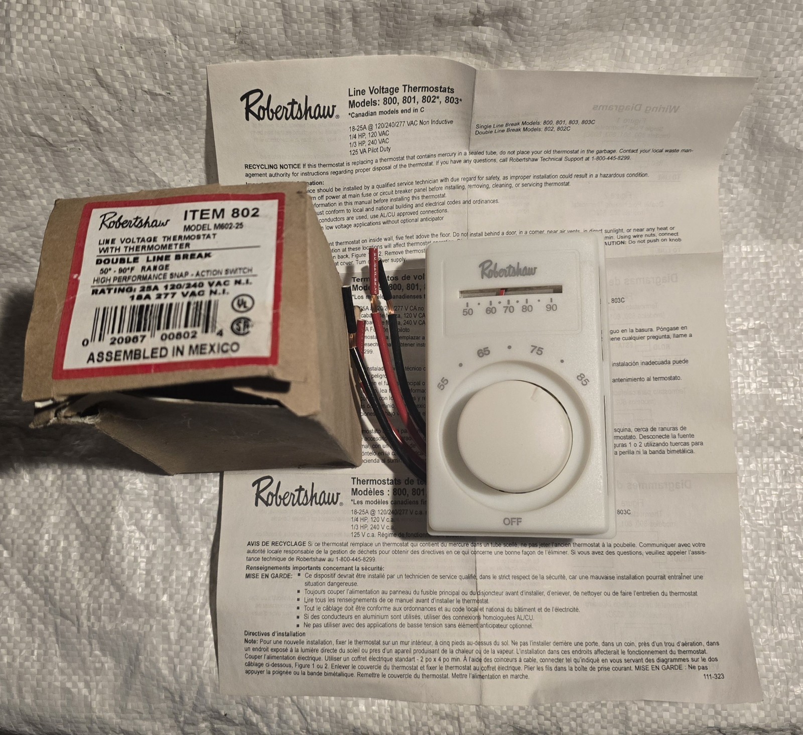 Robertshaw Model M602-25 Line Voltage Thermostat - FREE SHIPPING!!!