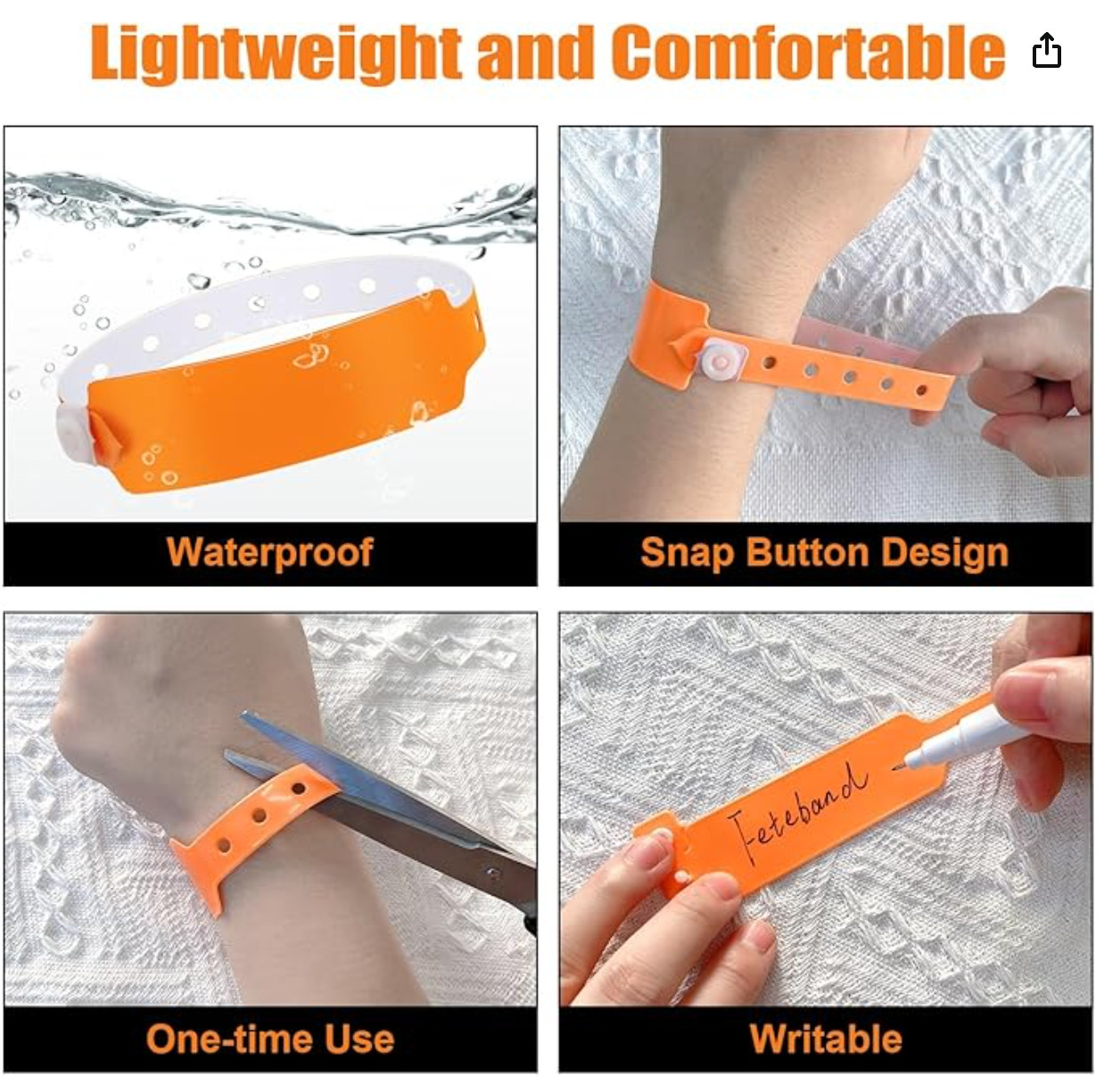 100pcs Colored Vinyl Wristbands, Waterproof and Security Wristbands for Event