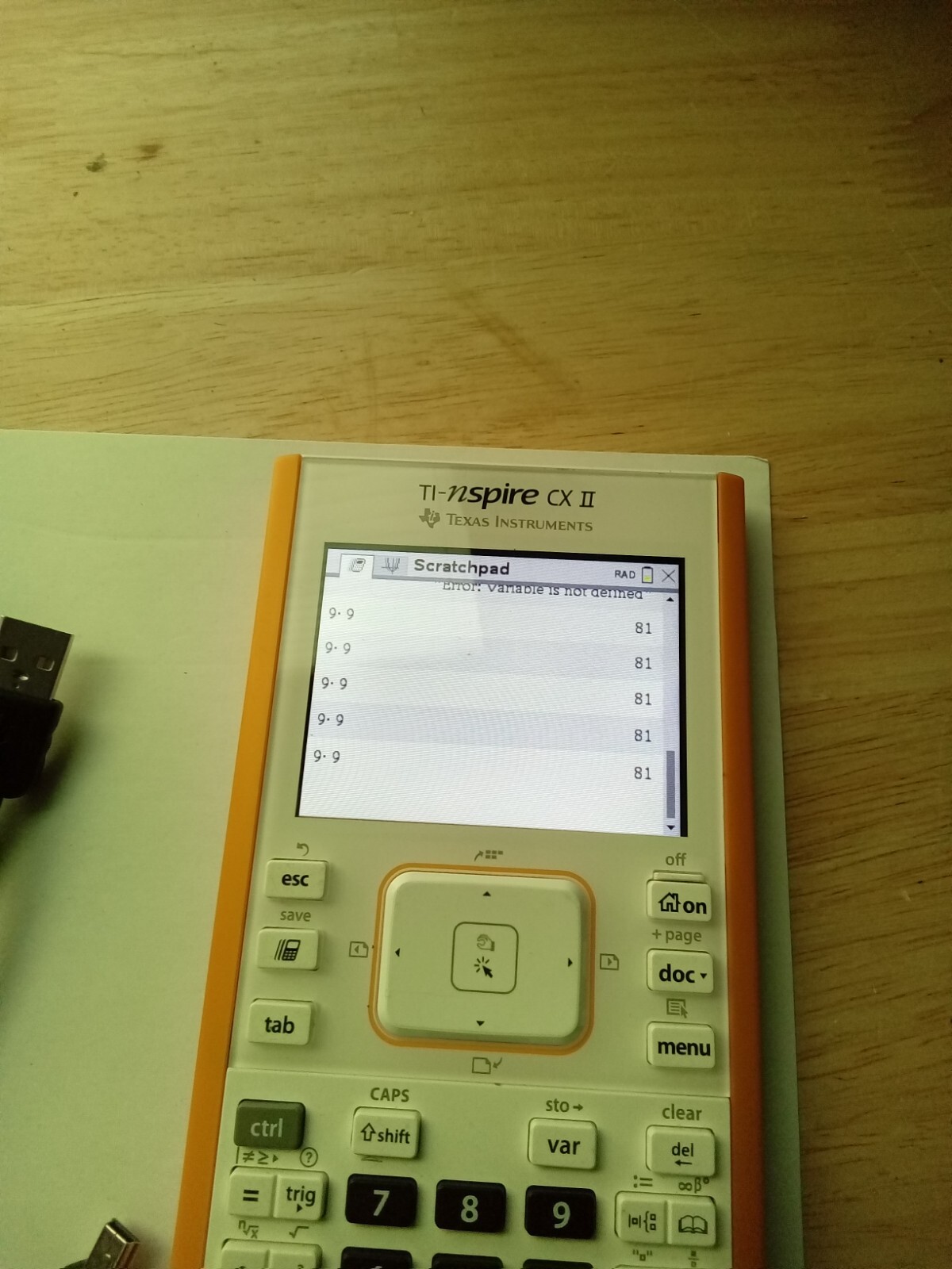 Texas Instruments TI Nspire CX II Graphing Calculator with charger USB cable