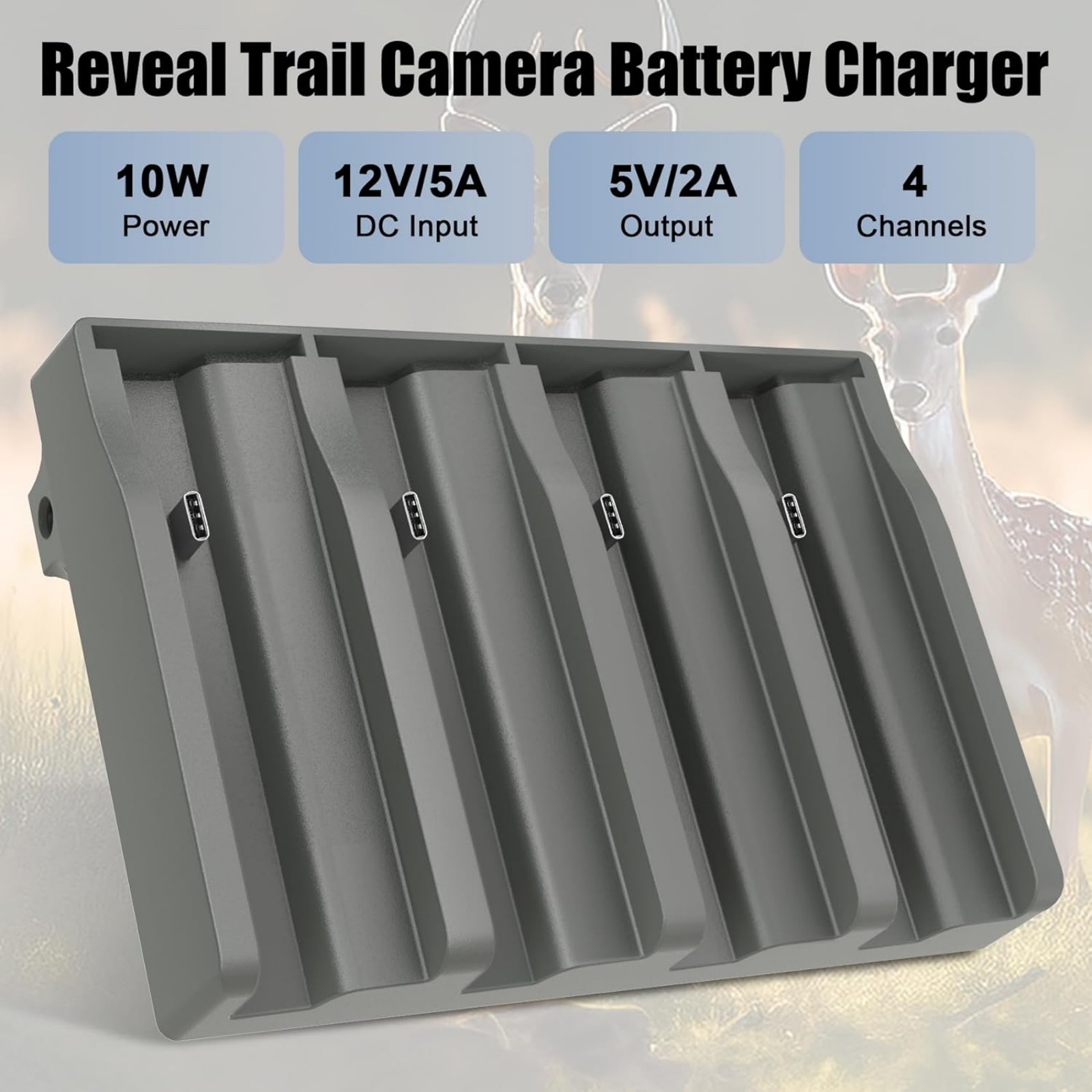 4PCS Lithium Battery & 4 Port Charger for Reveal Trail Camera X Gen 3.0,Pro 3.0