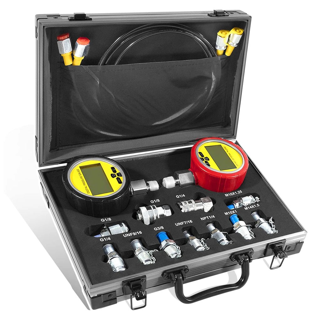 70M Digital Hydraulic Pressure Test Kit-2 Gauge 11 Coupling 2 Hose for Excavator