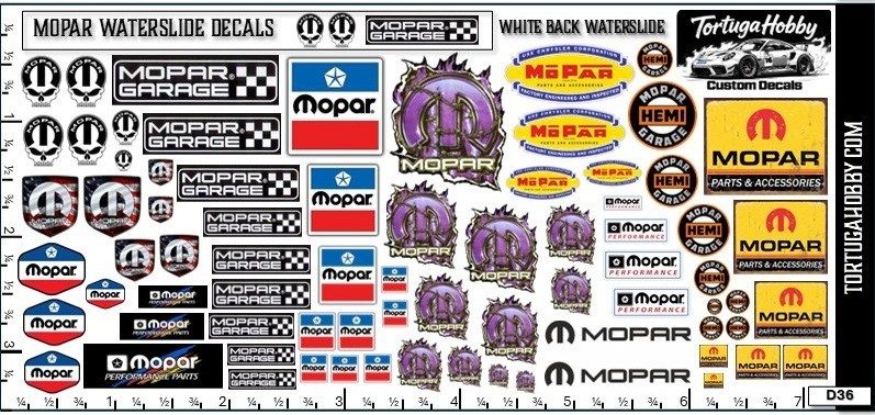 Mopar Racing Decals - Waterslide for Models, Derby Cars and More