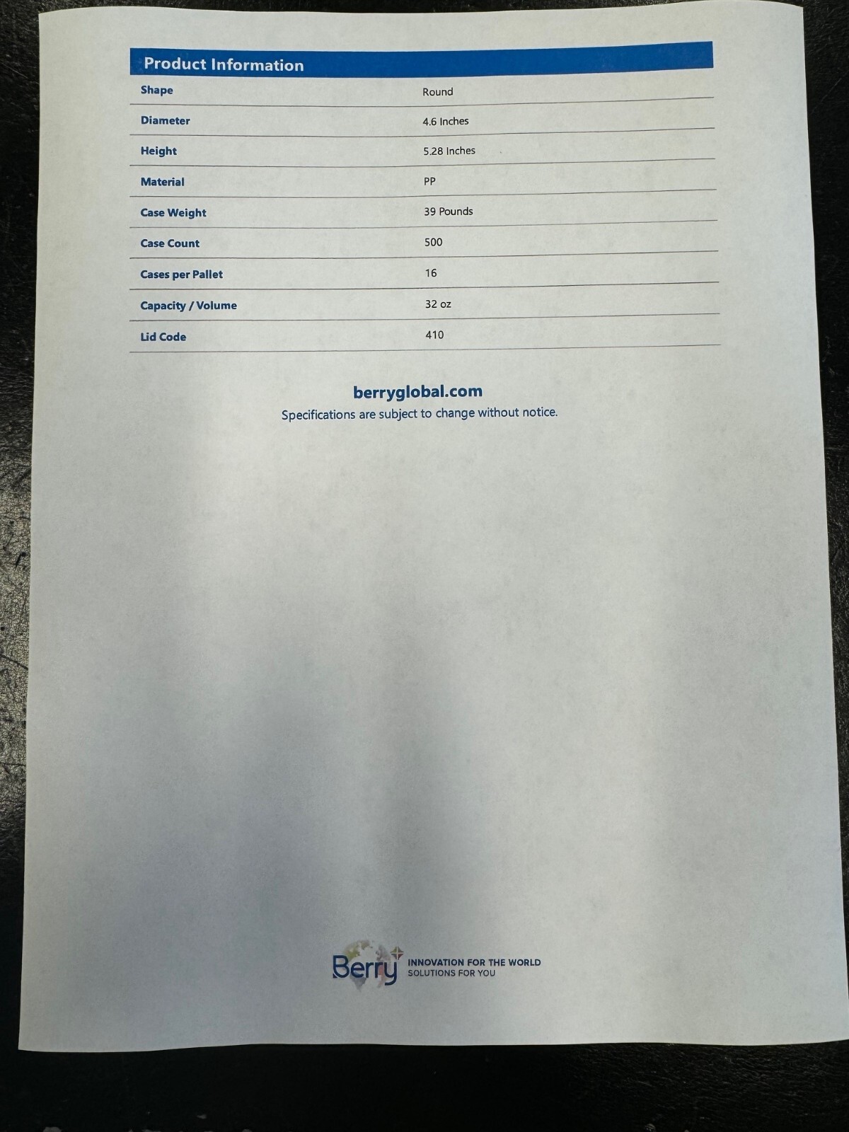 32oz Deli Container Freezer Grade